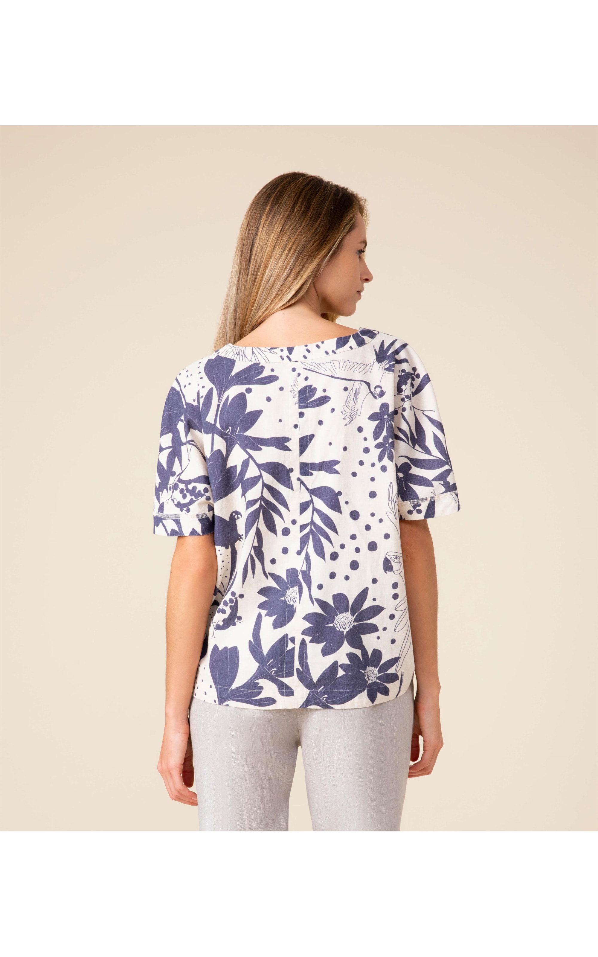 Blusa Linho  Tana Purple Blue