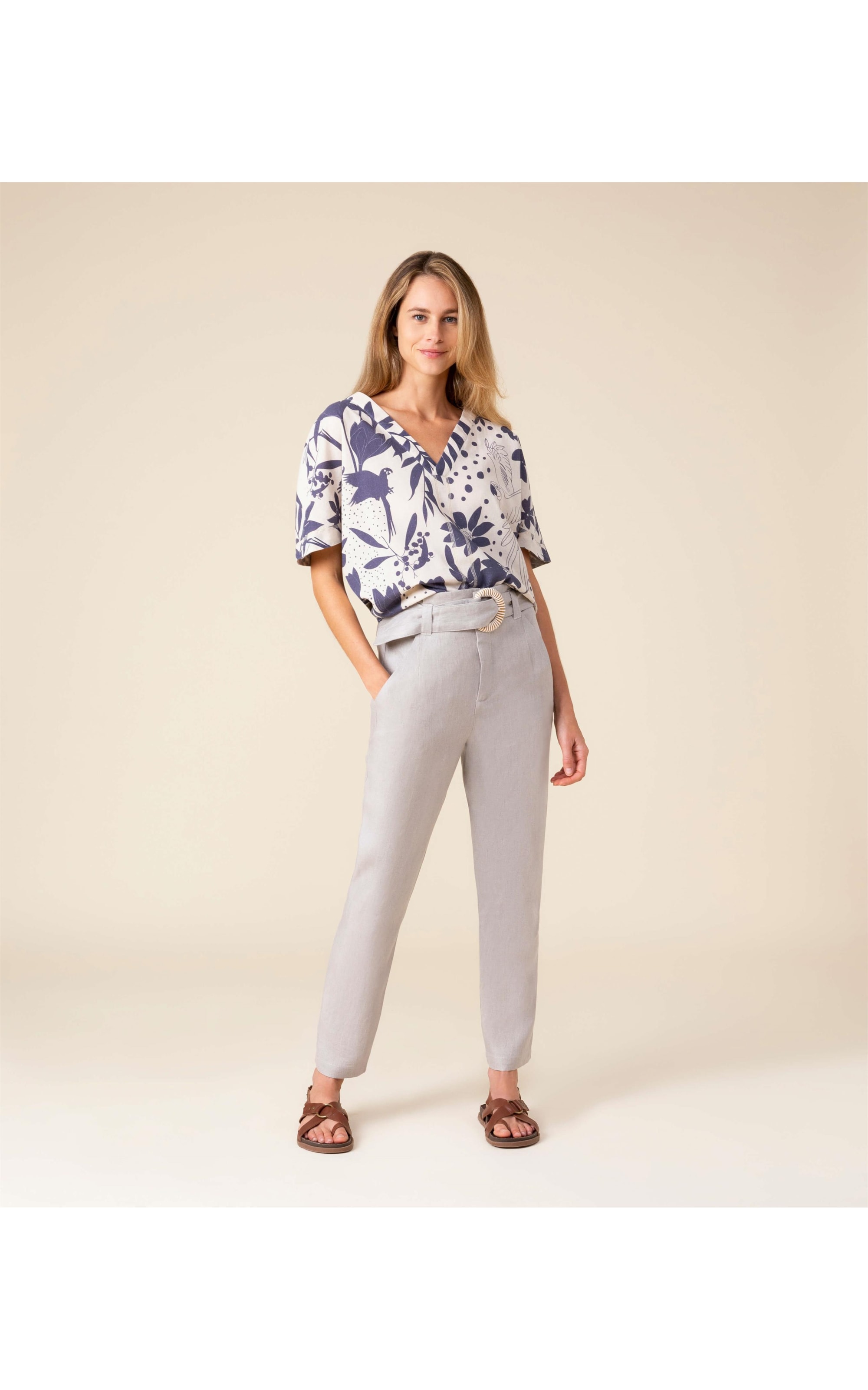 Blusa Linho  Tana Purple Blue