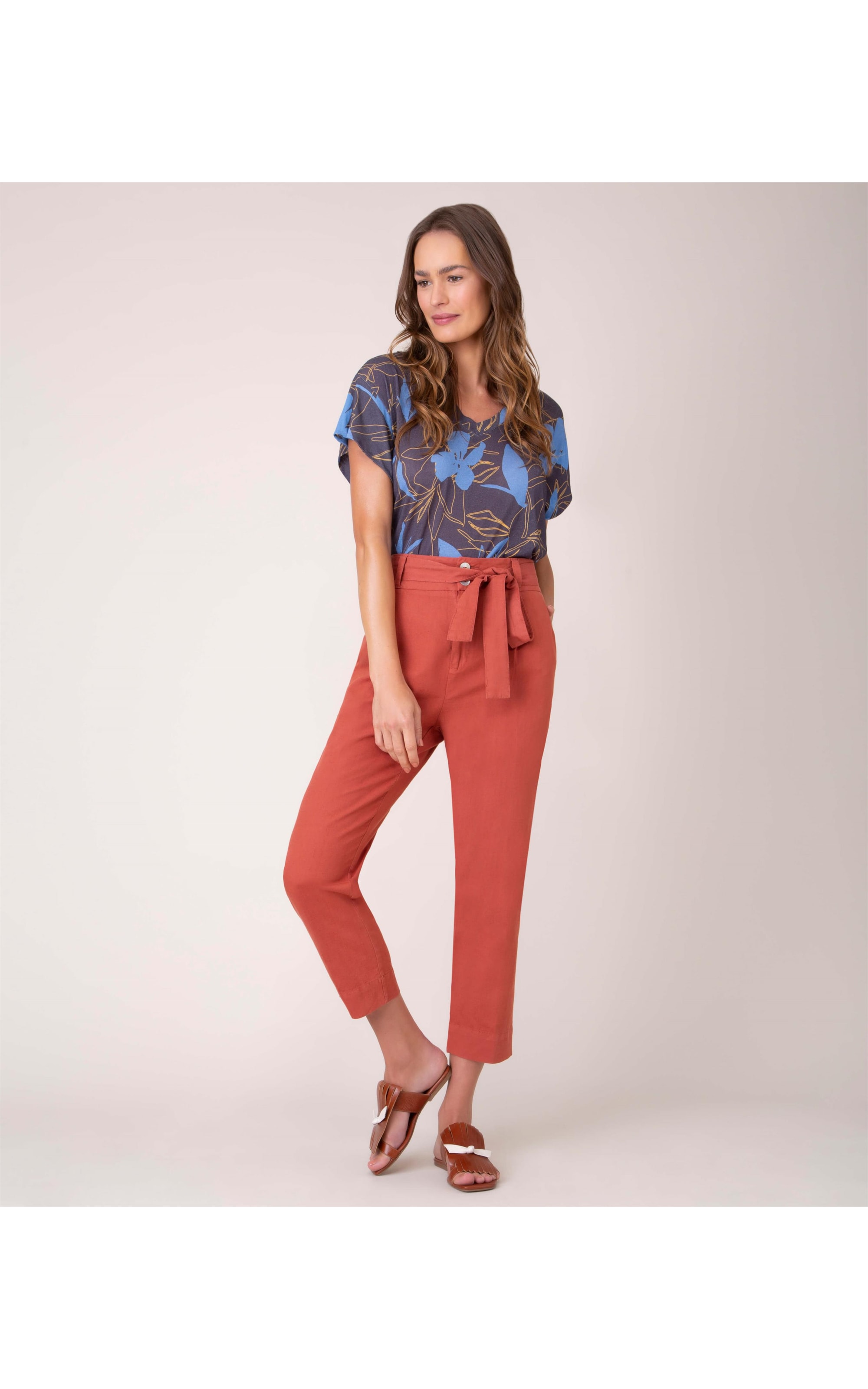 Blusa Linho  Thompson Est Garden Azul Claro
