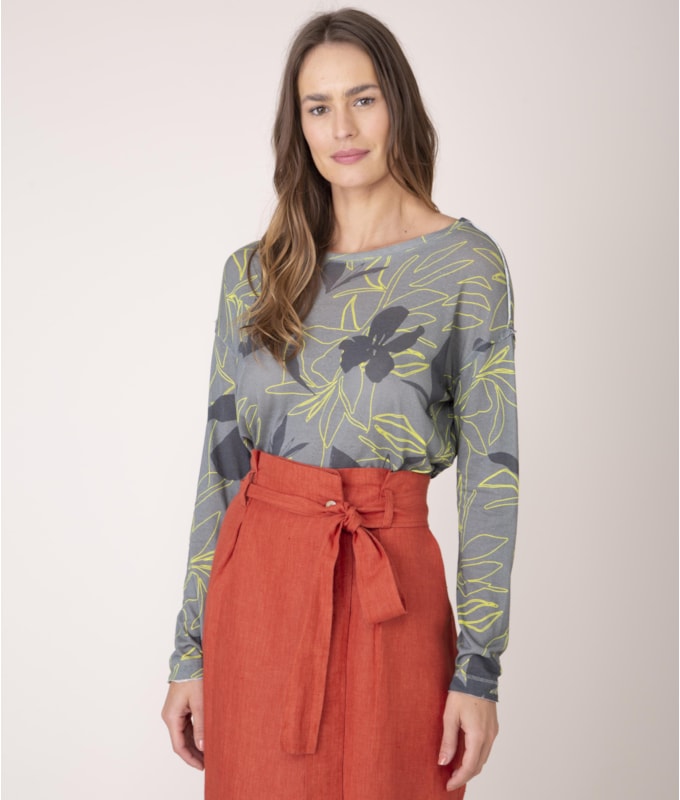 Blusa Linho  Yoga Est Garden Verde Militar