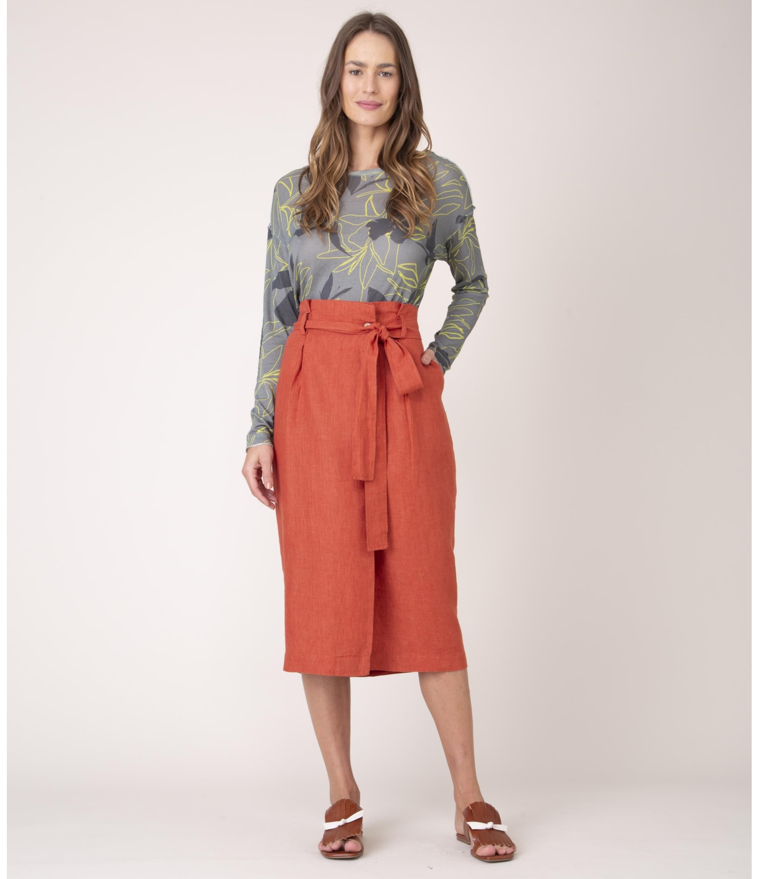 Blusa Linho  Yoga Est Garden Verde Militar