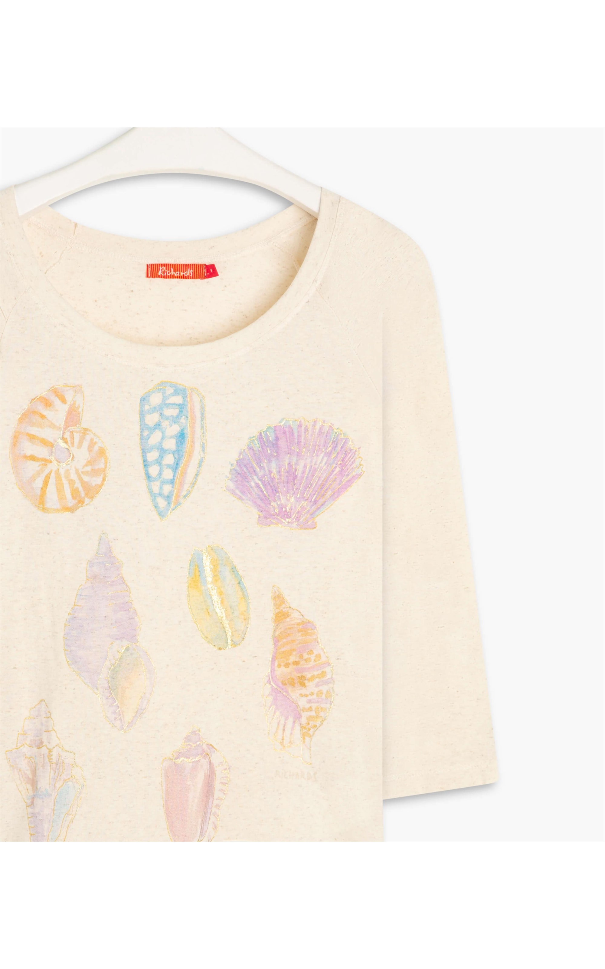 Blusa Linho  Yuna Estampa Conchas Natural