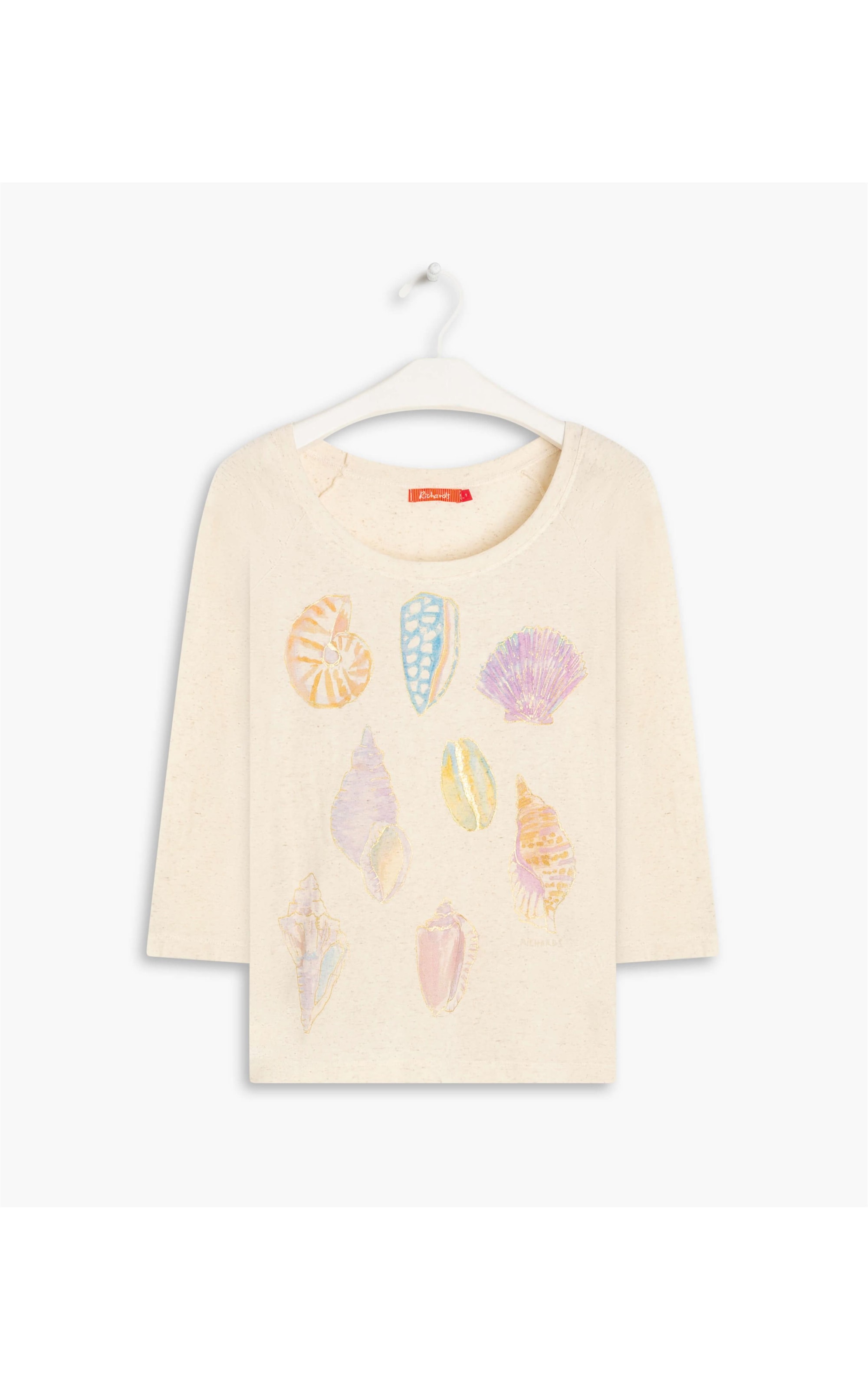 Blusa Linho  Yuna Estampa Conchas Natural