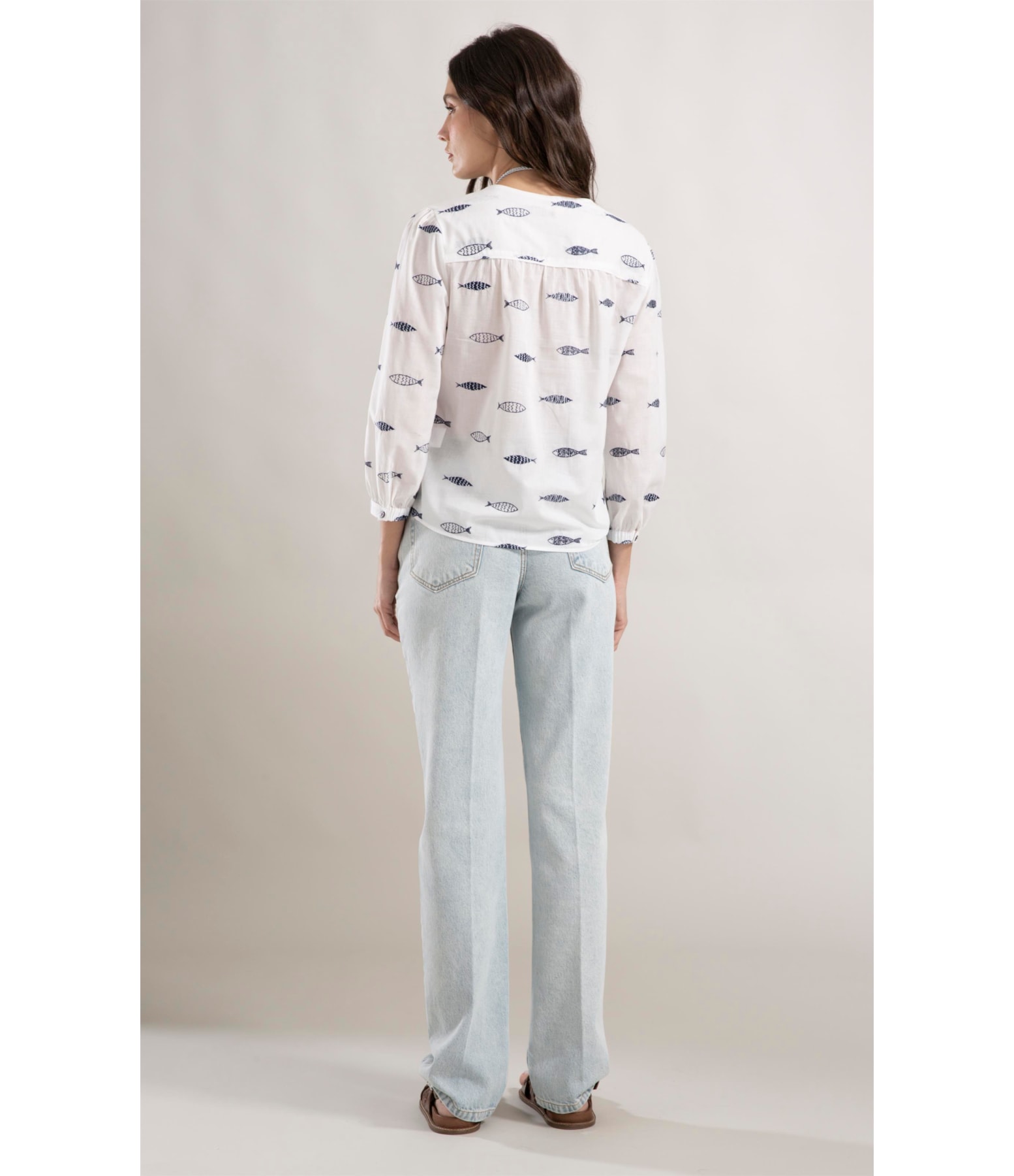 Blusa Louis Sardines Bicolor Off White
