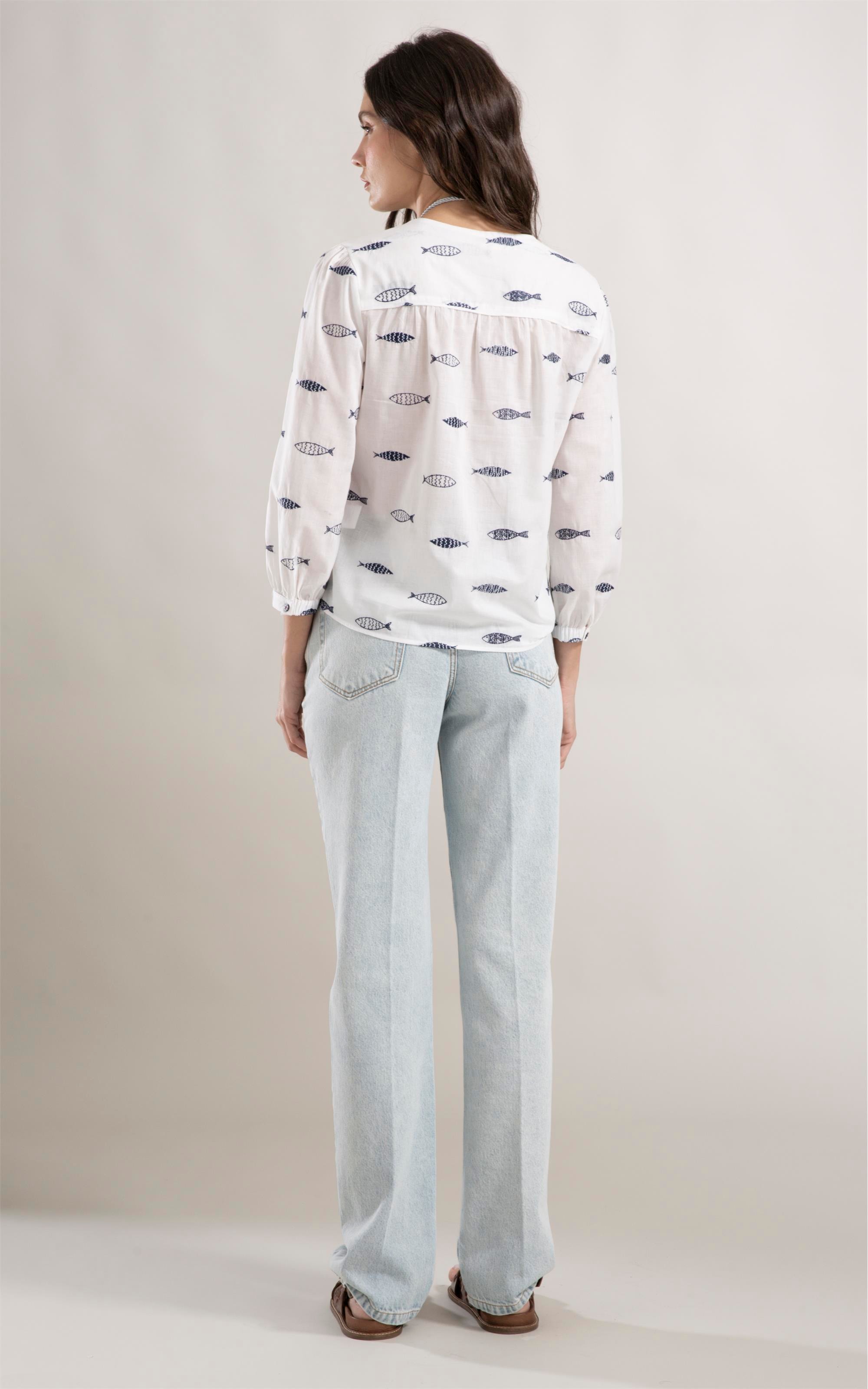 Blusa Louis Sardines Bicolor Off White