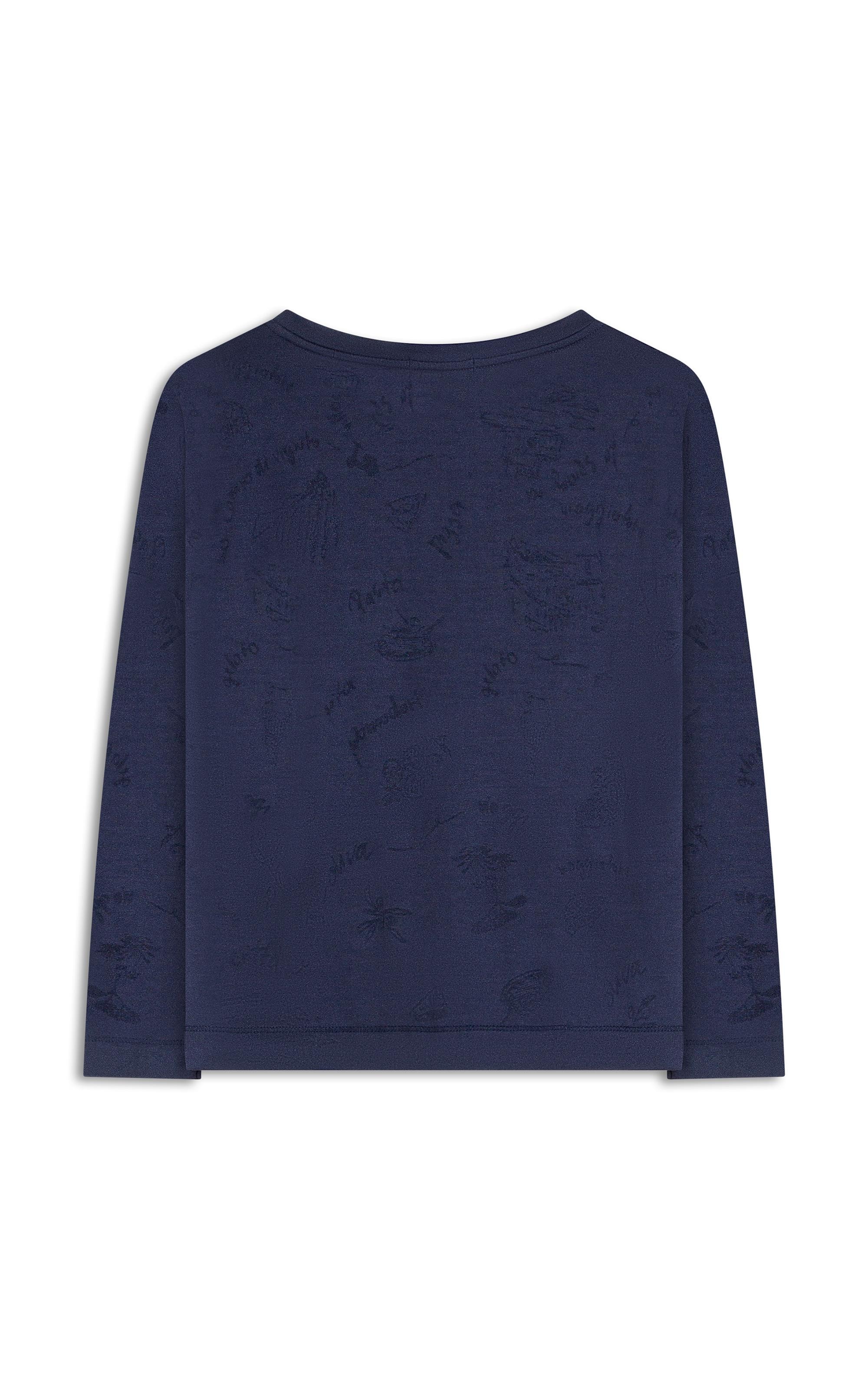 Blusa Manami Devore Viaggio Marinho