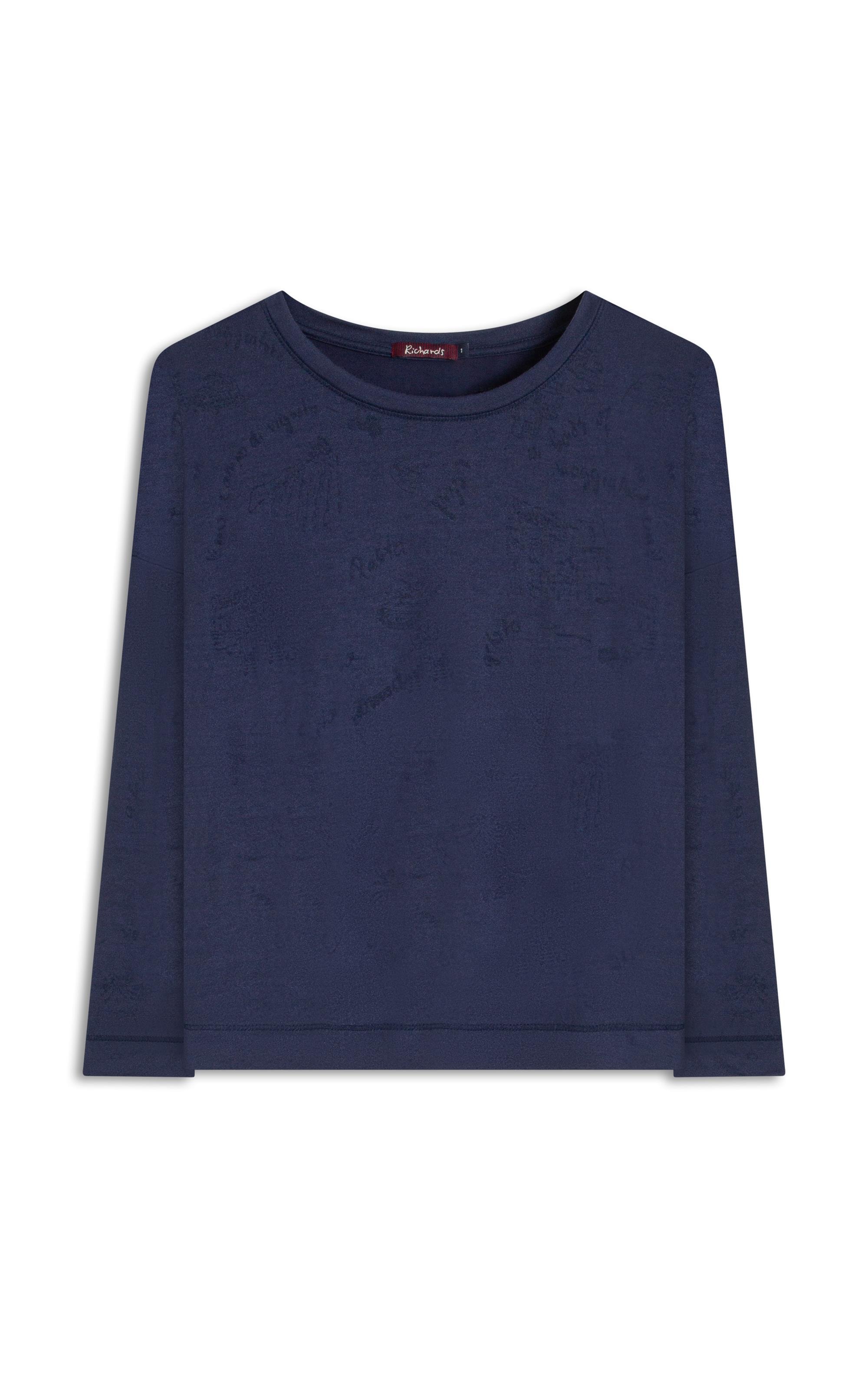Blusa Manami Devore Viaggio Marinho