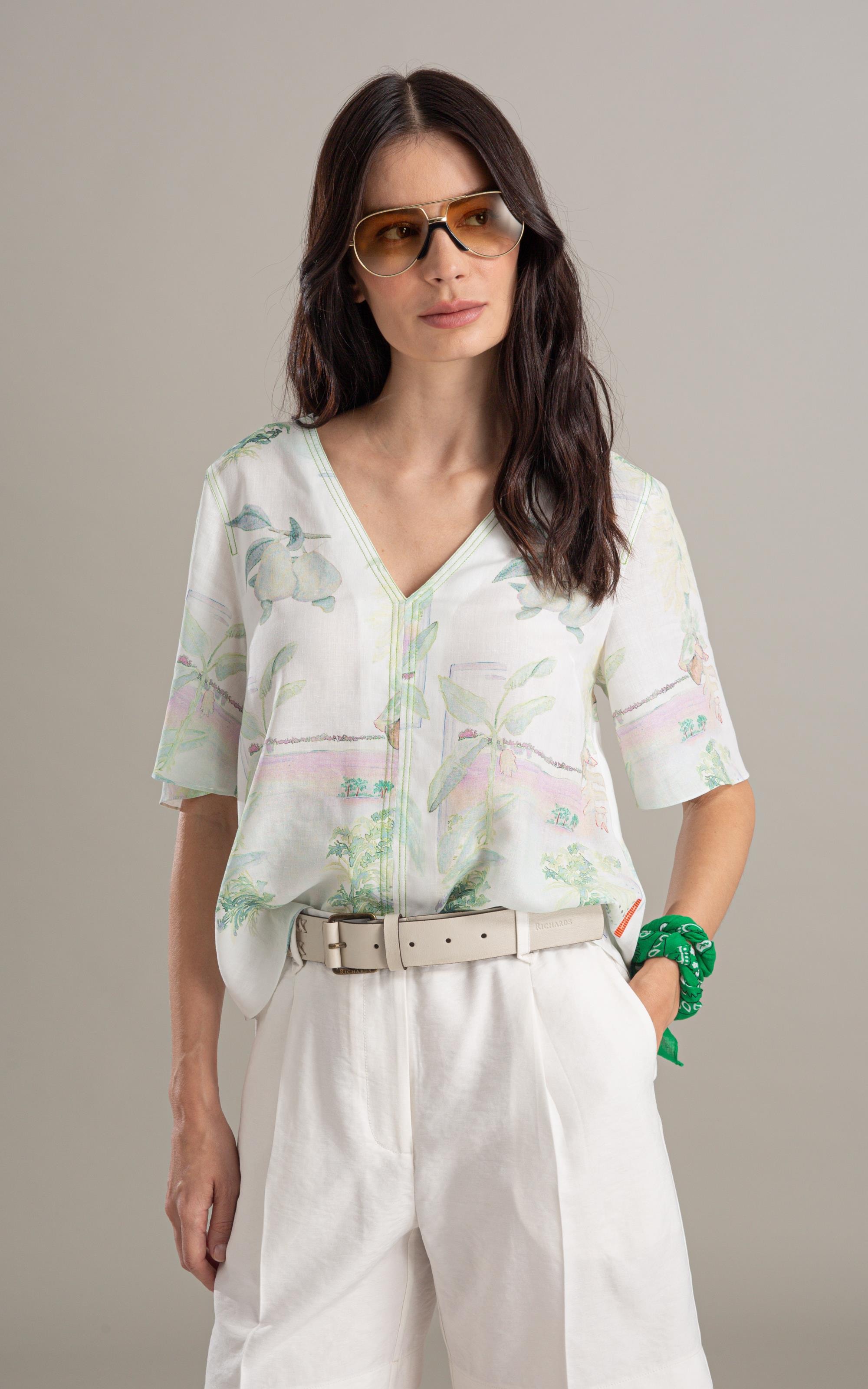 Blusa Mandacaru Tropical Linho Blend Branco