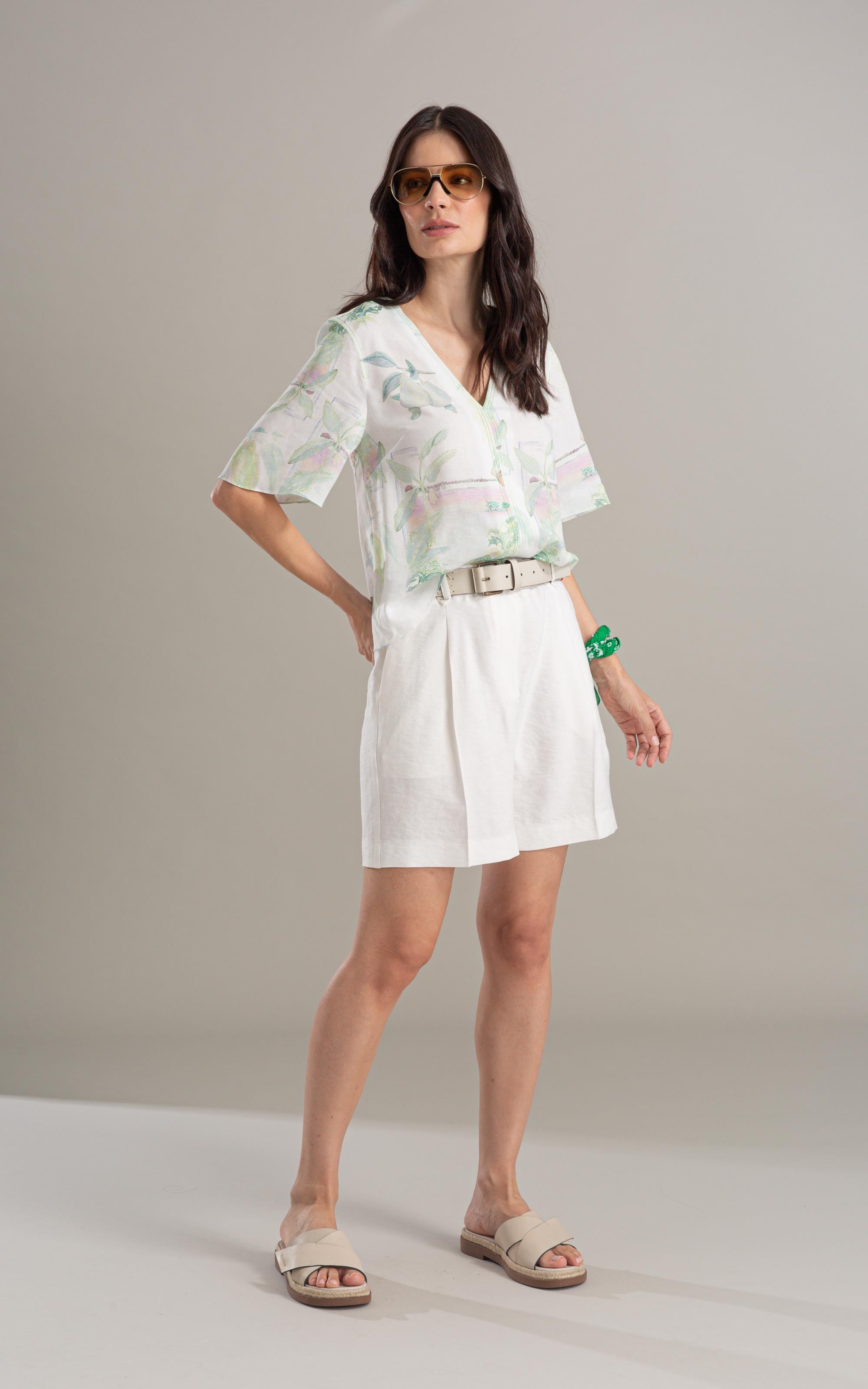 Blusa Mandacaru Tropical Linho Blend Branco