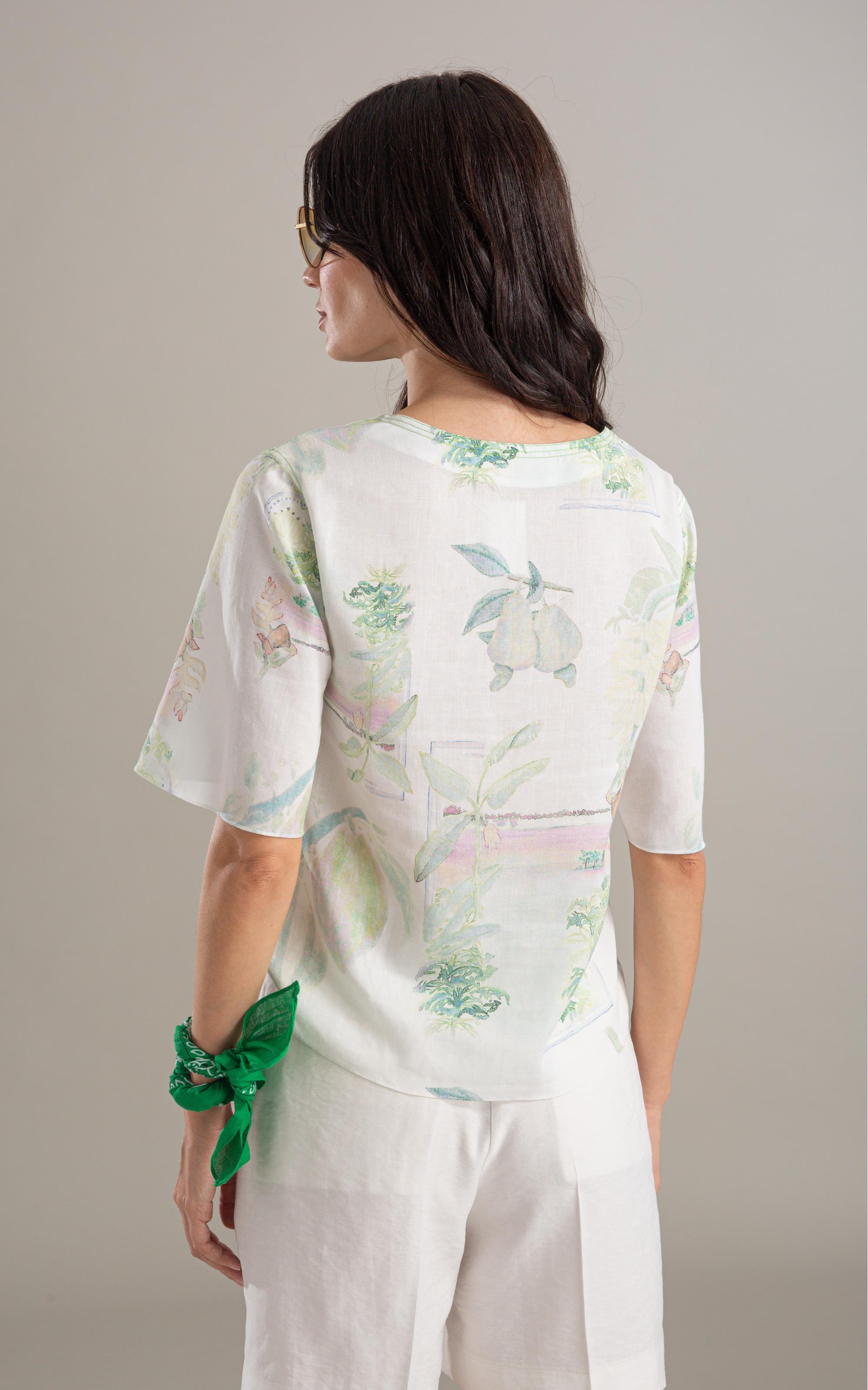 Blusa Mandacaru Tropical Linho Blend Branco