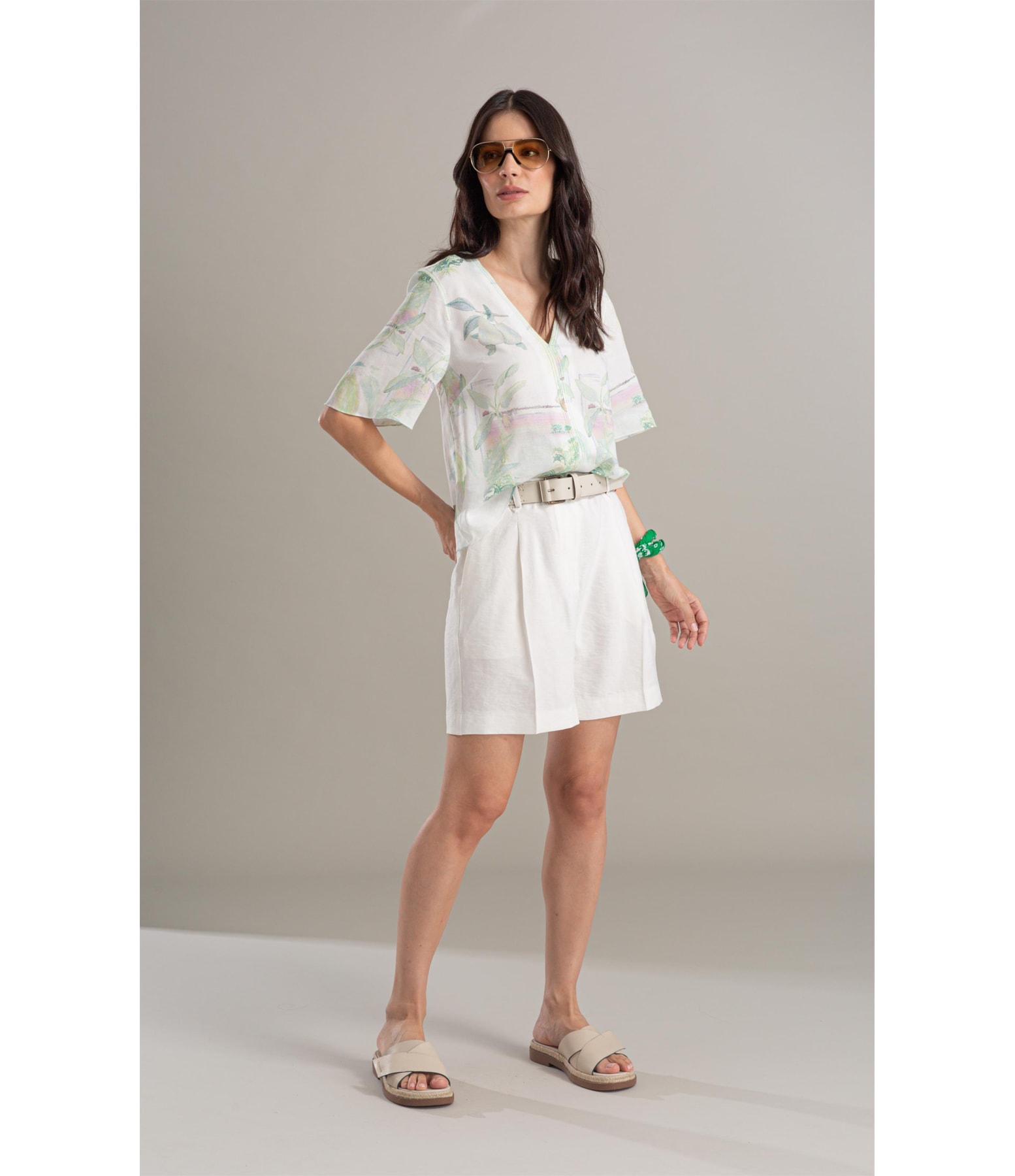 Blusa Mandacaru Tropical Linho Blend Branco