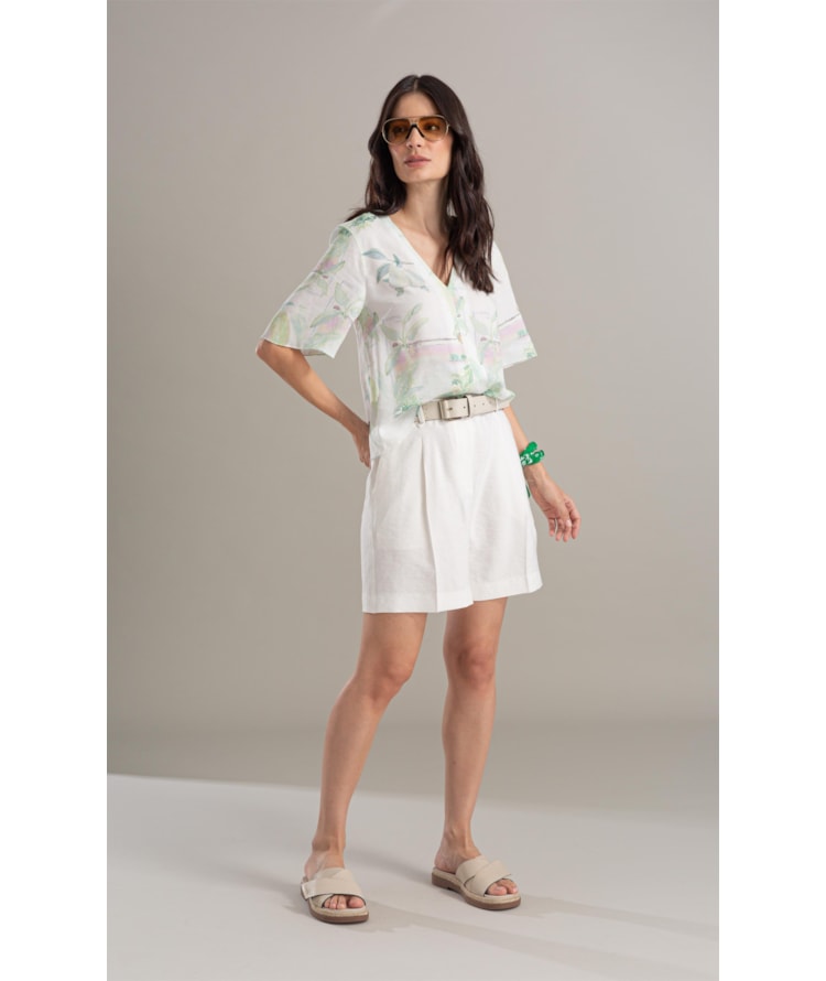 Blusa Mandacaru Tropical Linho Blend Branco