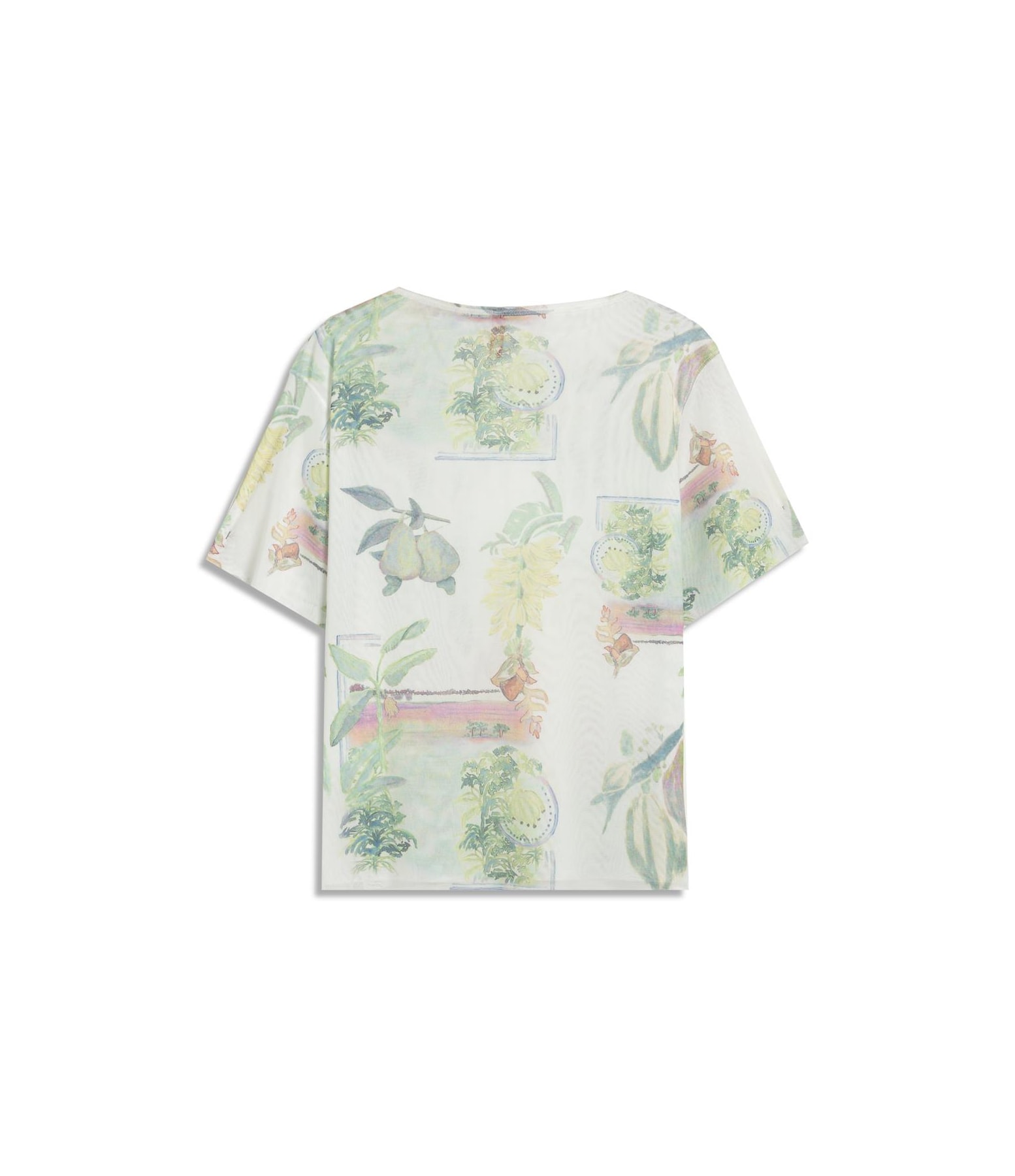 Blusa Manoela Tule Estampa Listra Flor Branco