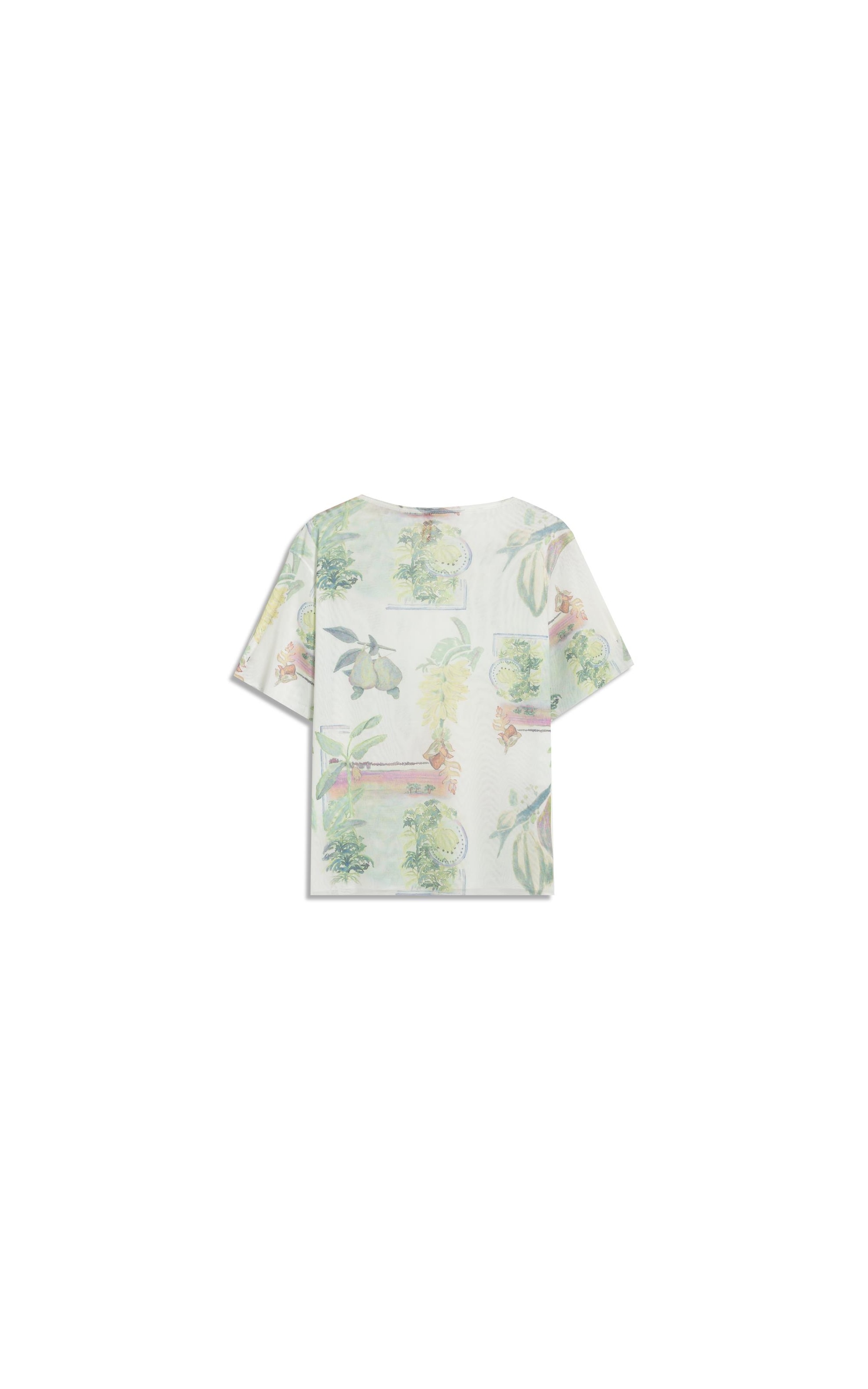 Blusa Manoela Tule Estampa Listra Flor Branco