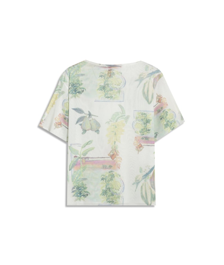Blusa Manoela Tule Estampa Listra Flor Branco