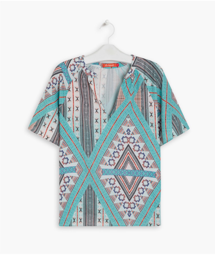 Blusa Marina Estampada Azul Bic