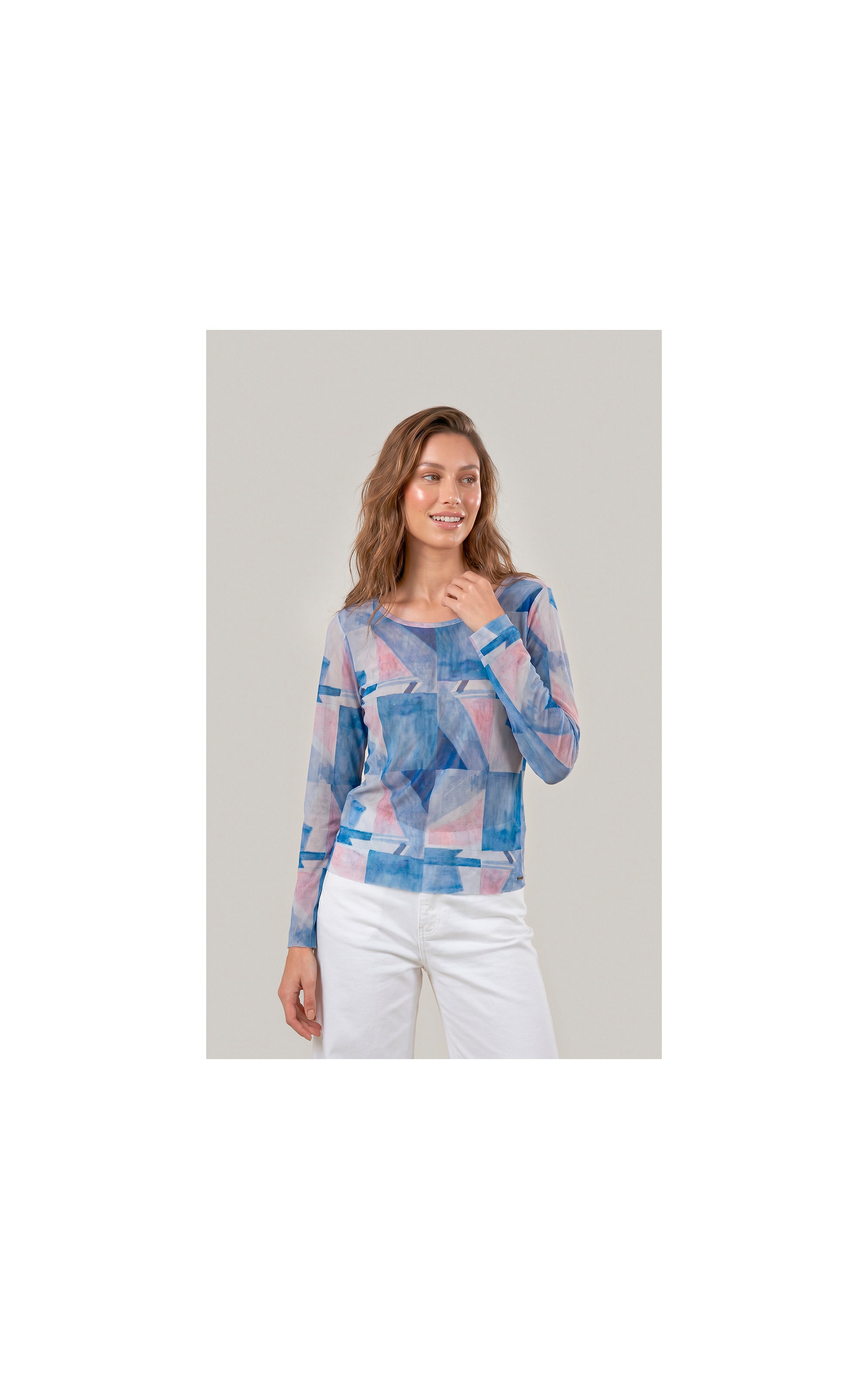 Blusa Melina Mosaico Azul Bic