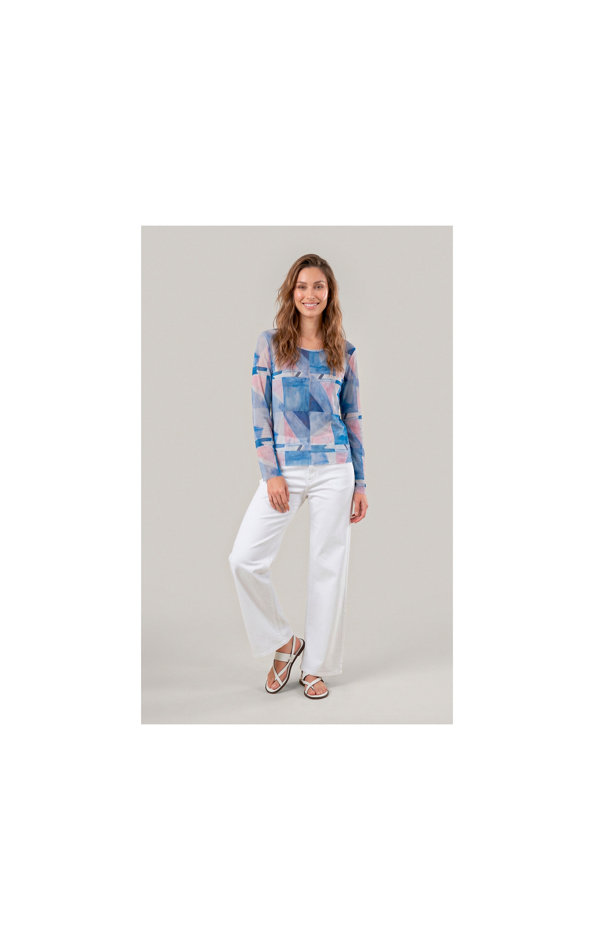 Blusa Melina Mosaico Azul Bic