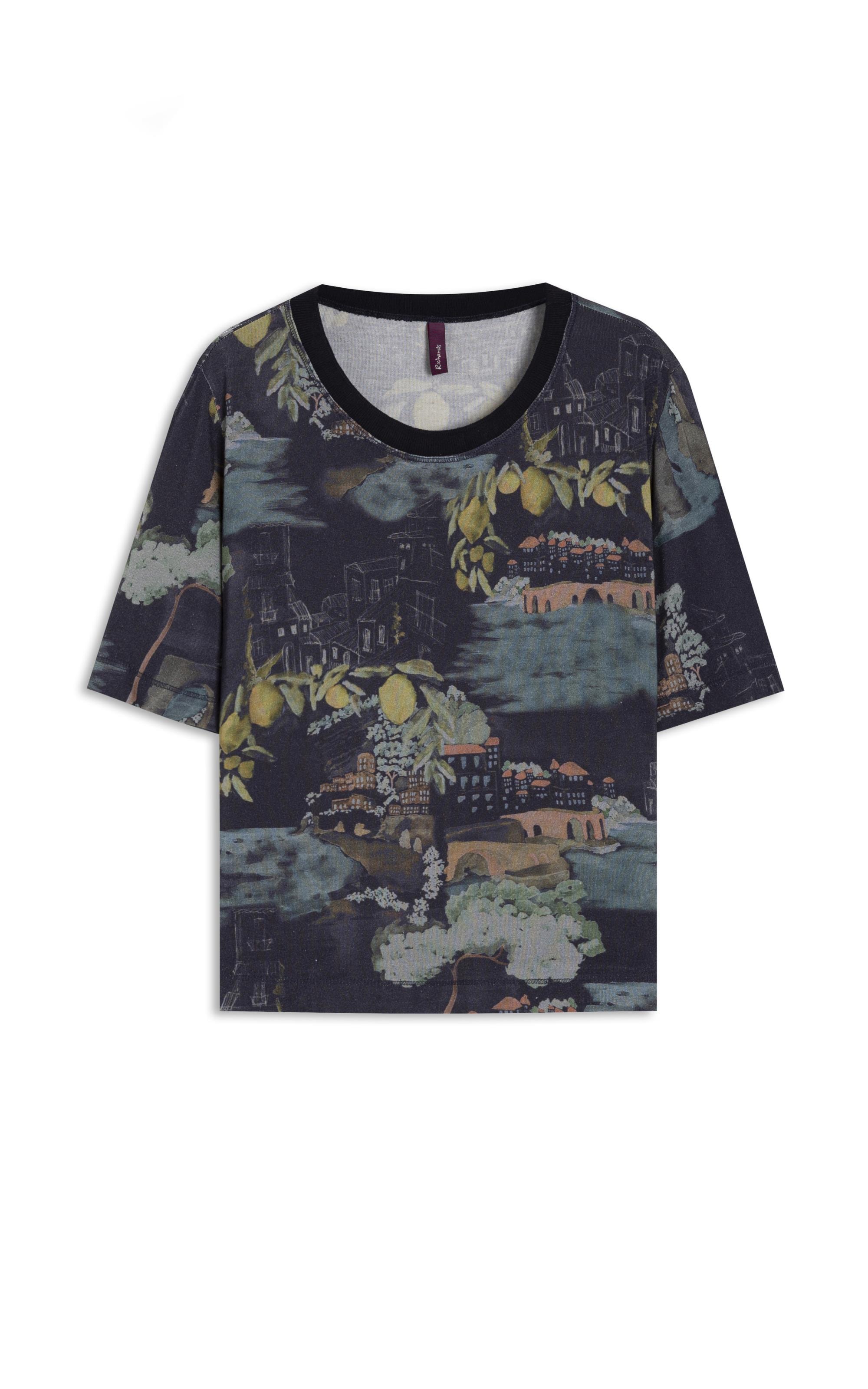 Blusa Mia Estampa Paesaggio Lb Dark Navy