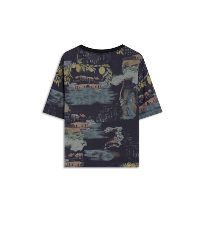 Blusa Mia Estampa Paesaggio Lb Dark Navy