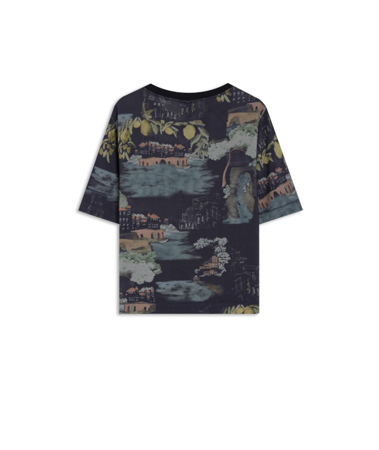 Blusa Mia Estampa Paesaggio Lb Dark Navy