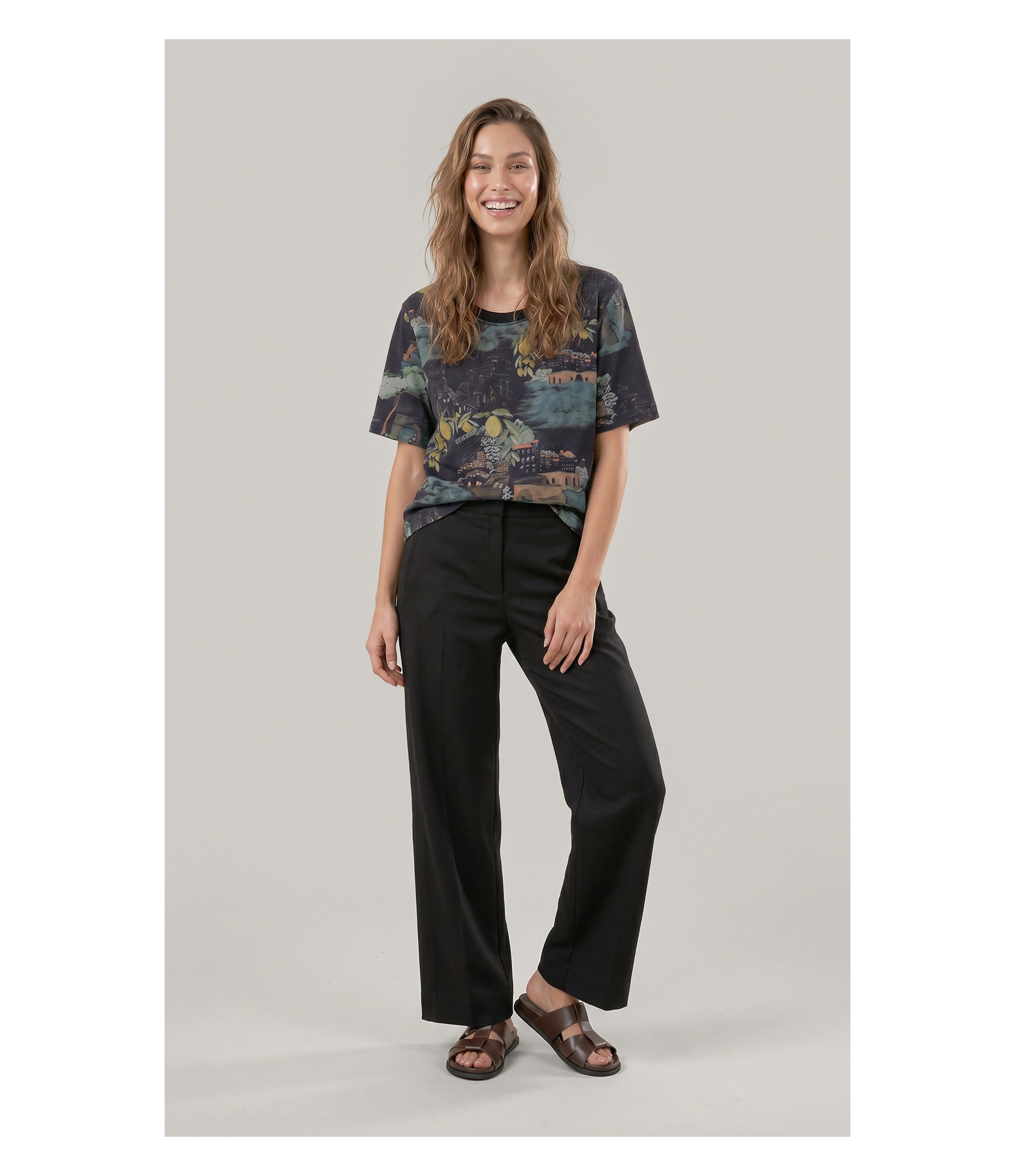 Blusa Mia Estampa Paesaggio Lb Dark Navy