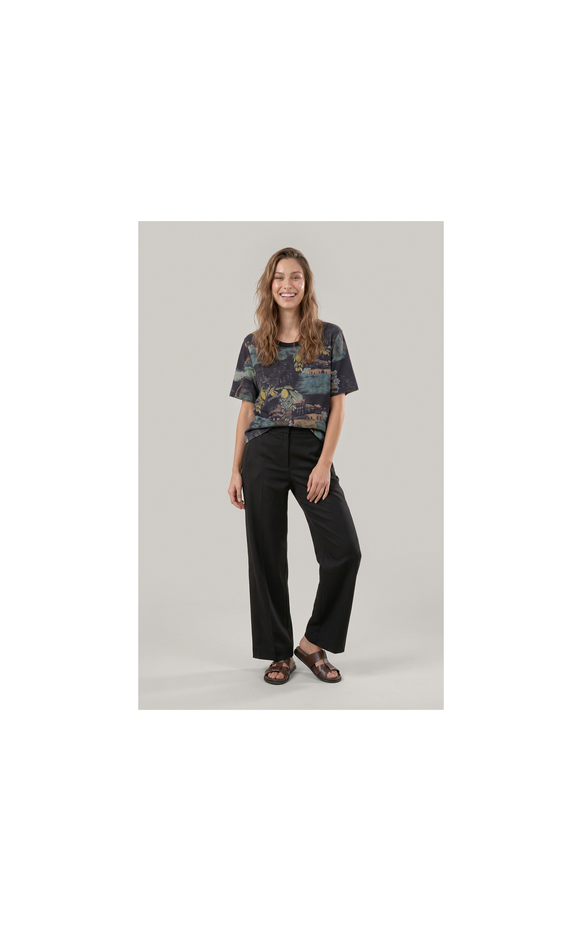 Blusa Mia Estampa Paesaggio Lb Dark Navy