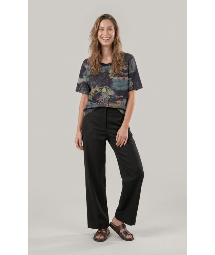 Blusa Mia Estampa Paesaggio Lb Dark Navy