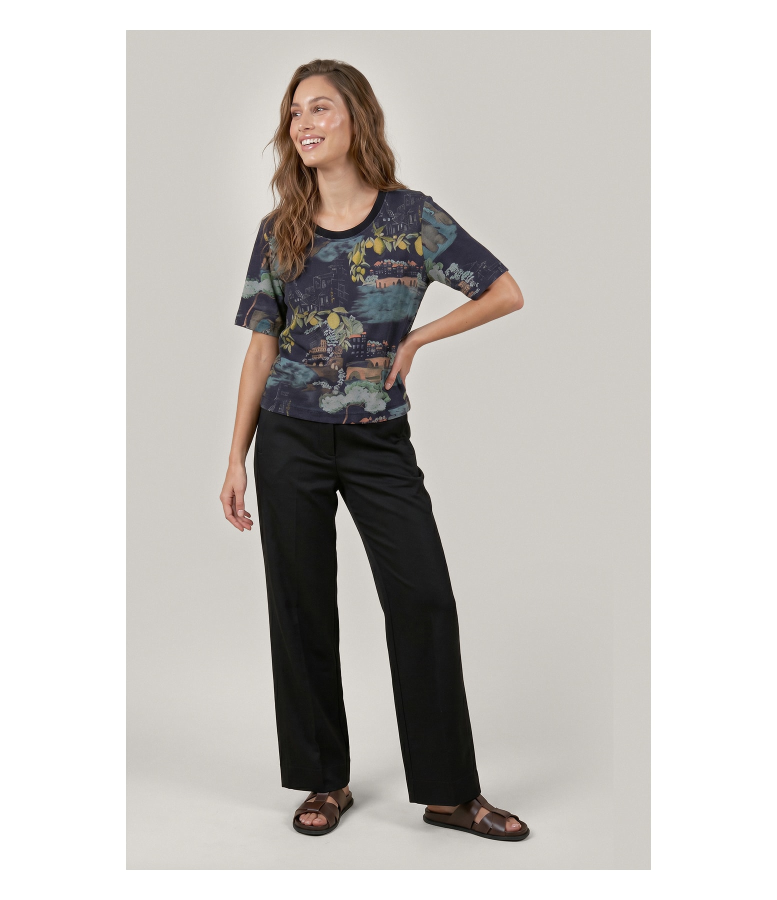 Blusa Mia Estampa Paesaggio Lb Dark Navy