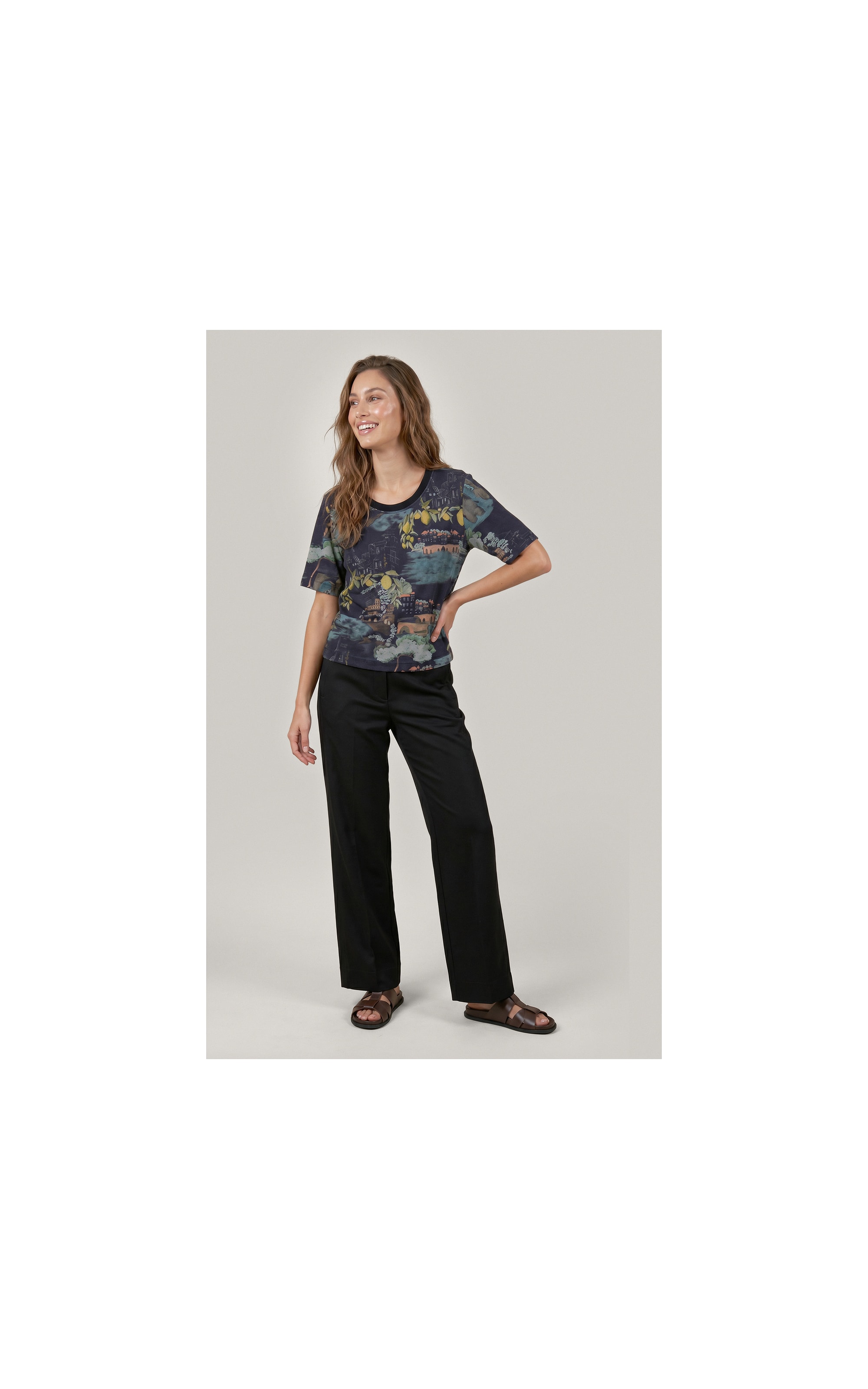 Blusa Mia Estampa Paesaggio Lb Dark Navy