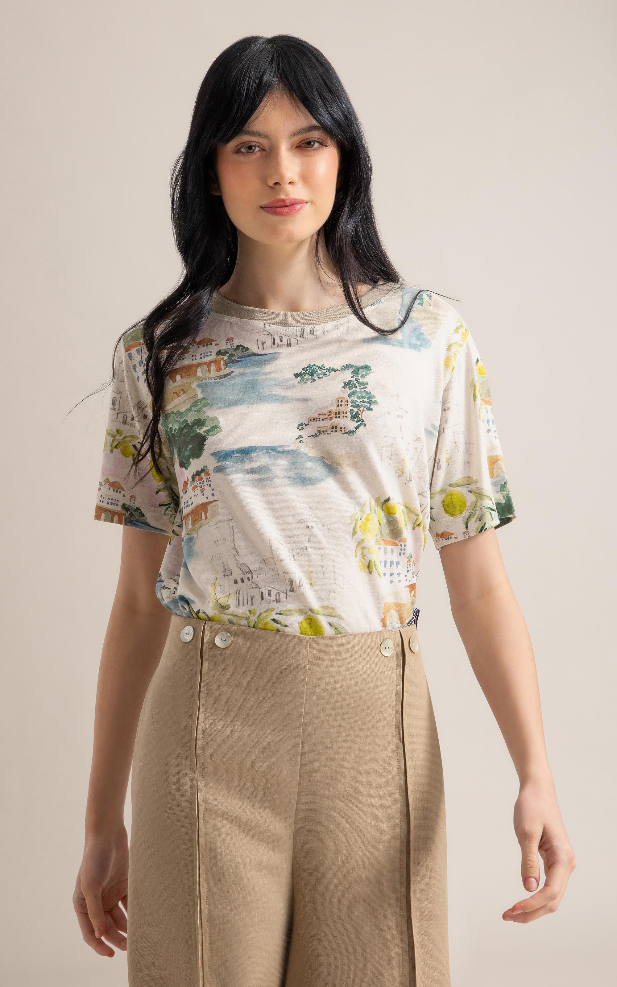 Blusa Mia Estampa Paesaggio Lb Natural