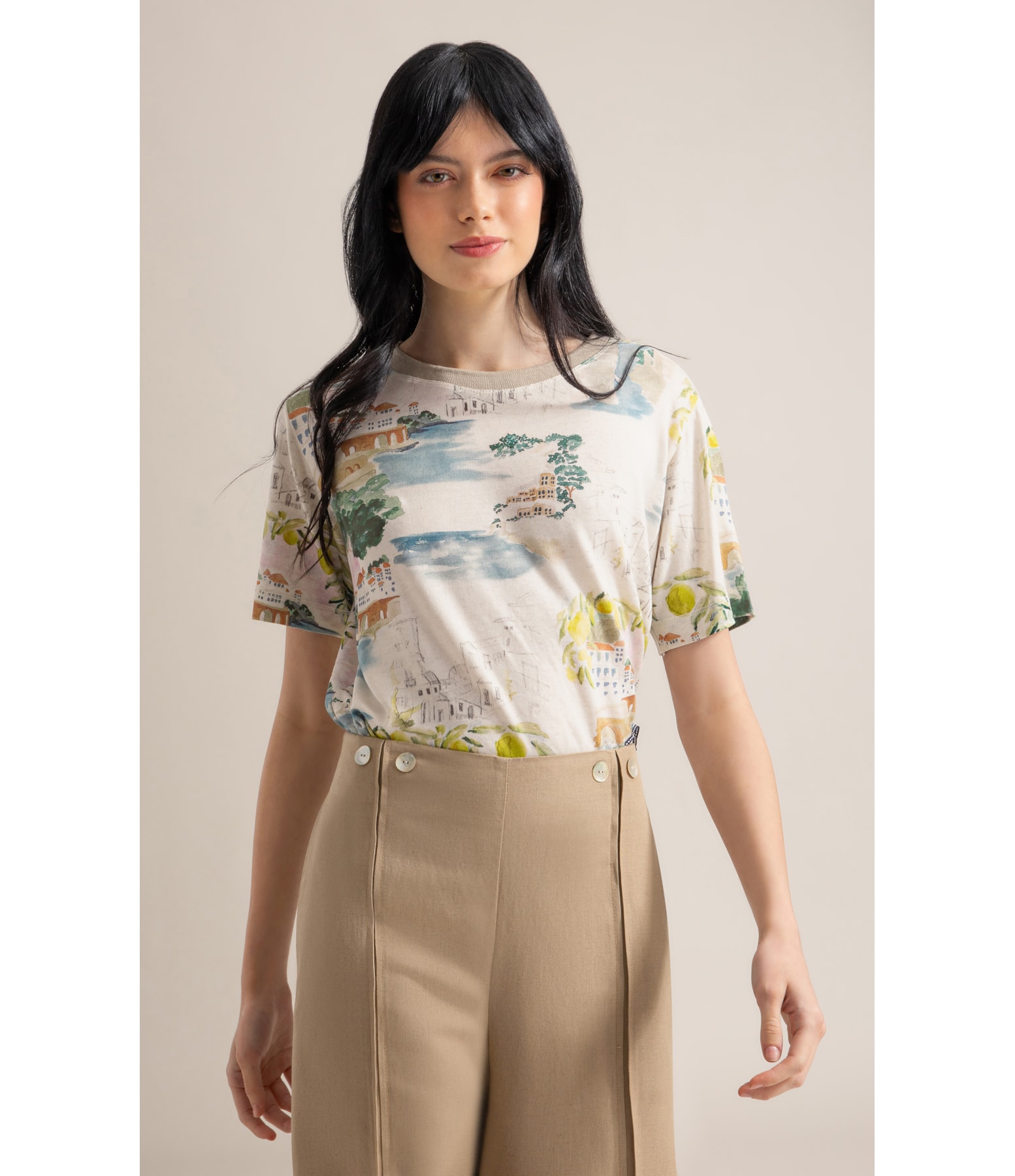 Blusa Mia Estampa Paesaggio Lb Natural