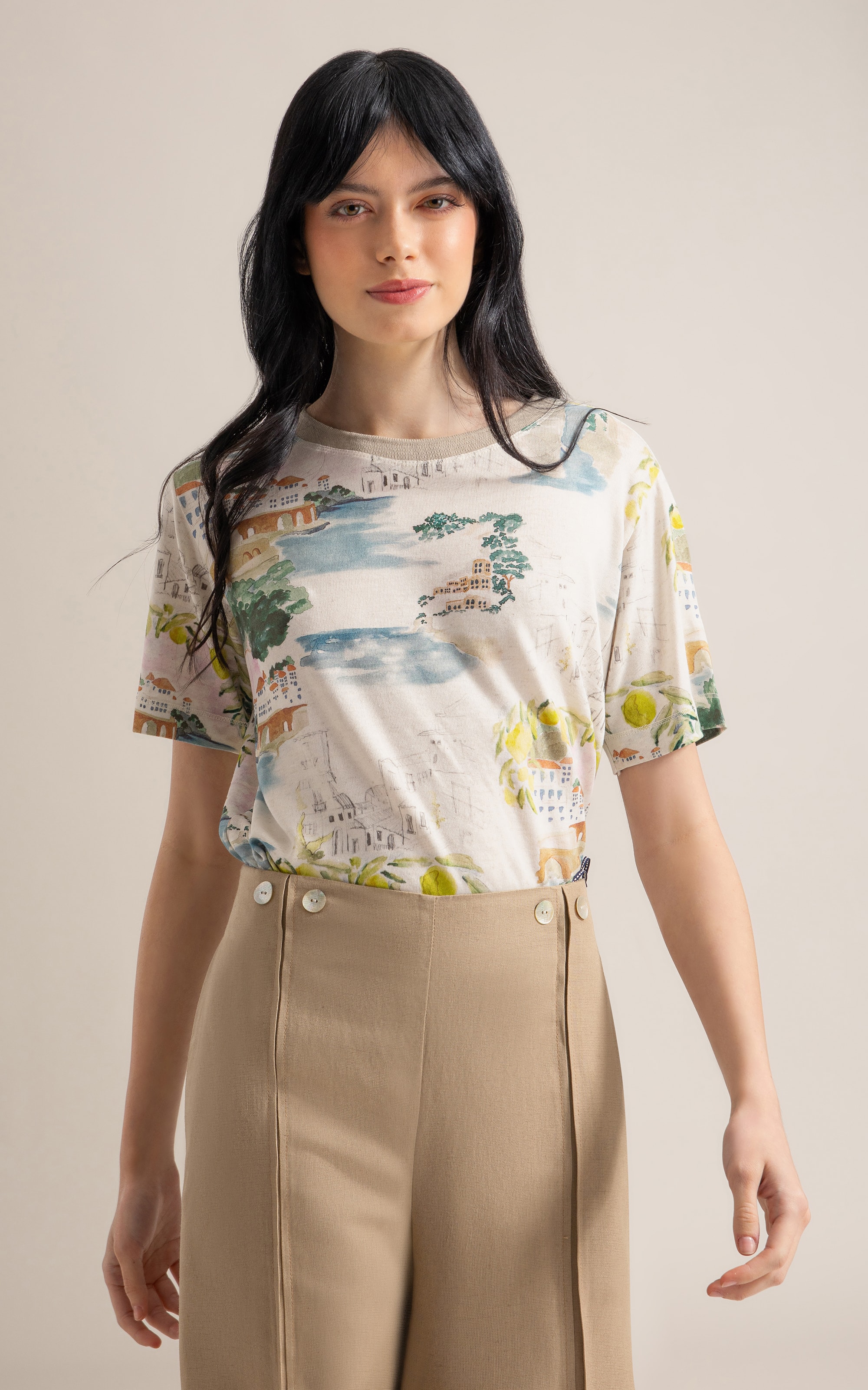 Blusa Mia Estampa Paesaggio Lb Natural