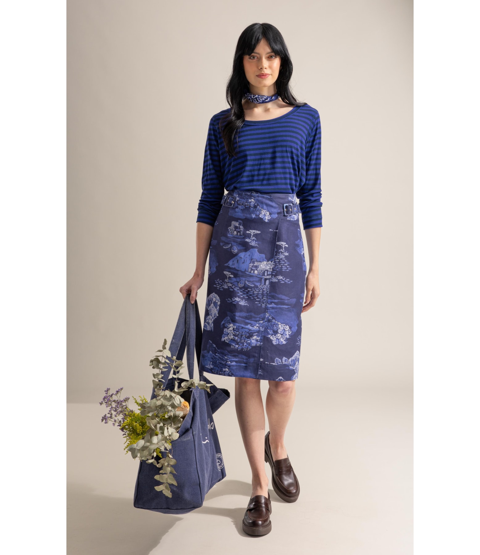 Blusa Mimo Bordado Limoni Listrada Ml Dark Navy