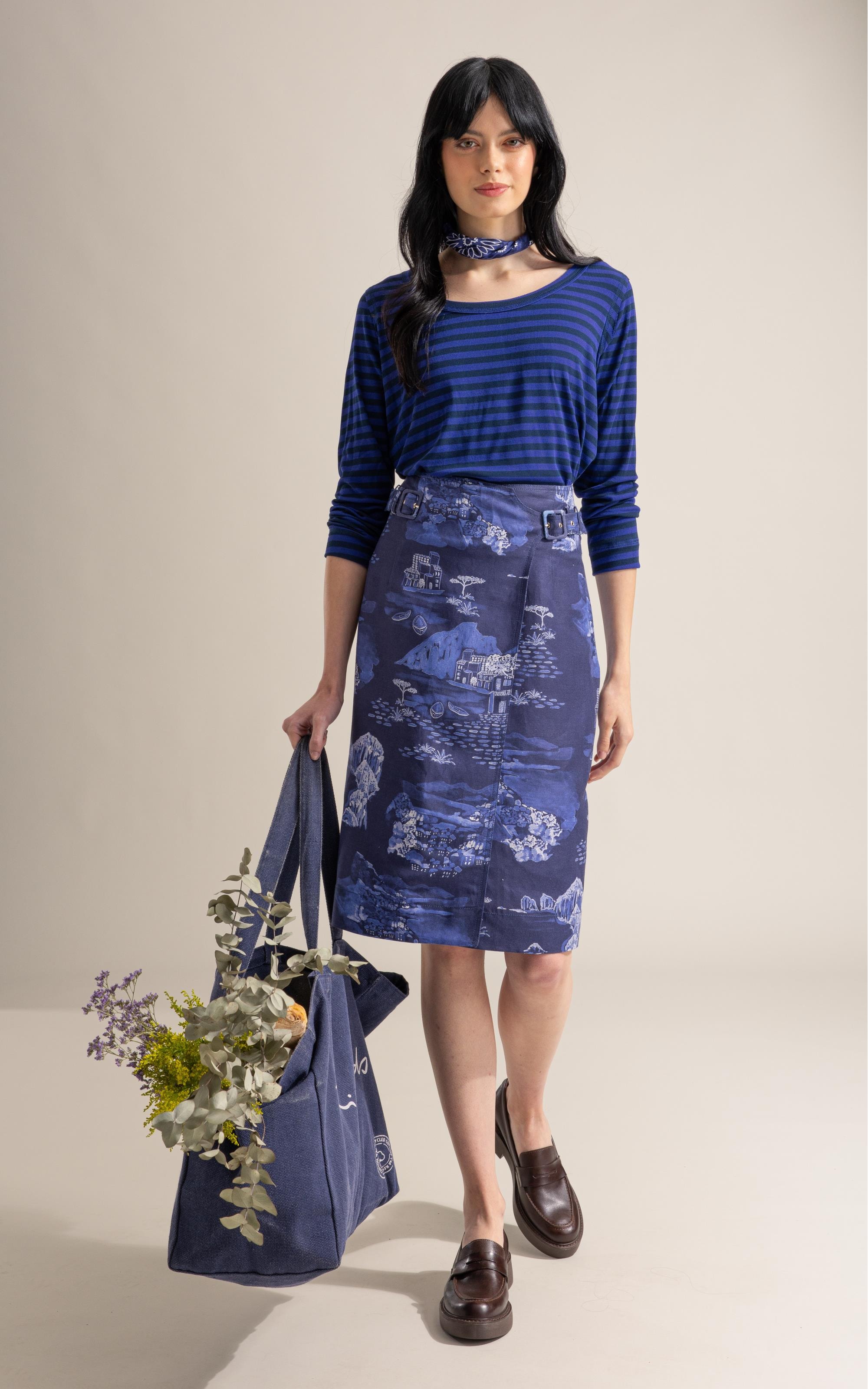 Blusa Mimo Bordado Limoni Listrada Ml Dark Navy