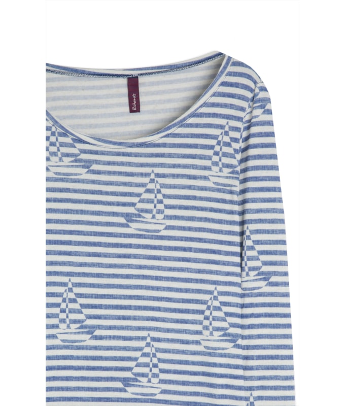 Blusa Mimo Estampa Sailer Stripes Lb Marinho