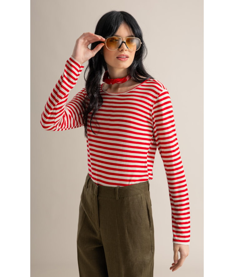 Blusa Mimo Listrada Lb Vermelho