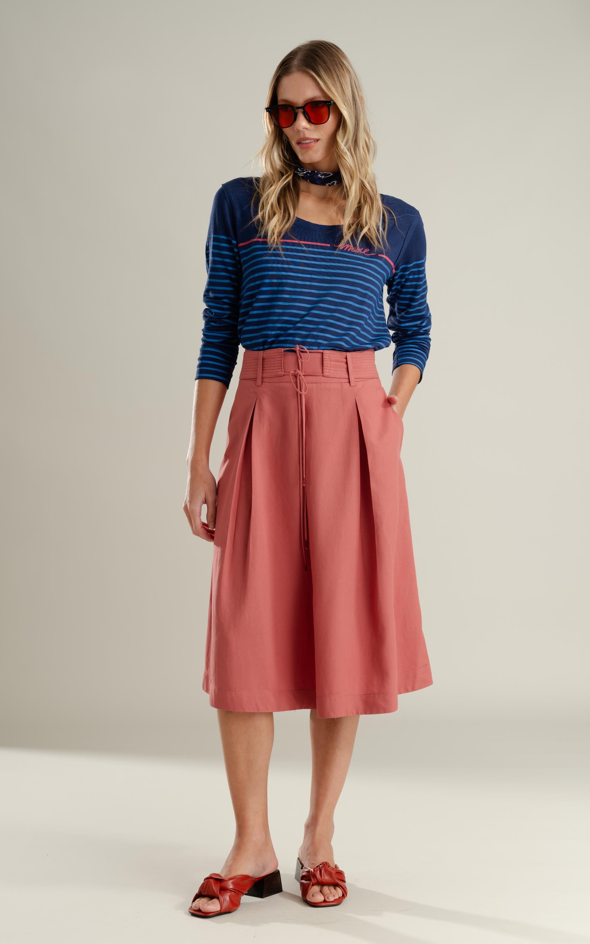 Blusa Mimo Listrado Mare Ml Marinho