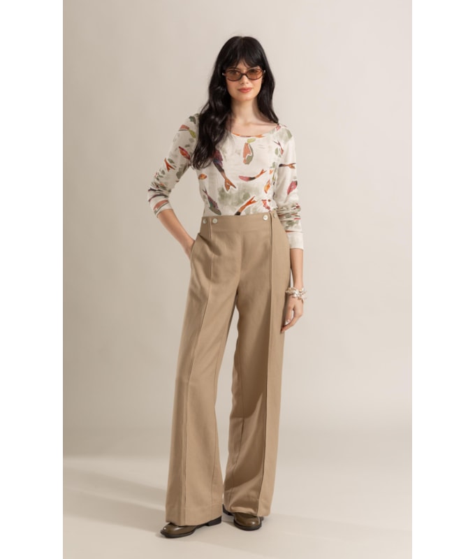 Blusa Misaki Decote v Estampa Pesce Lb Verde Army