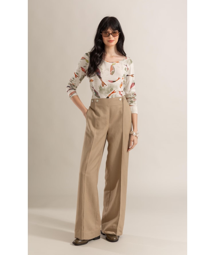 Blusa Misaki Decote v Estampa Pesce Lb Verde Army