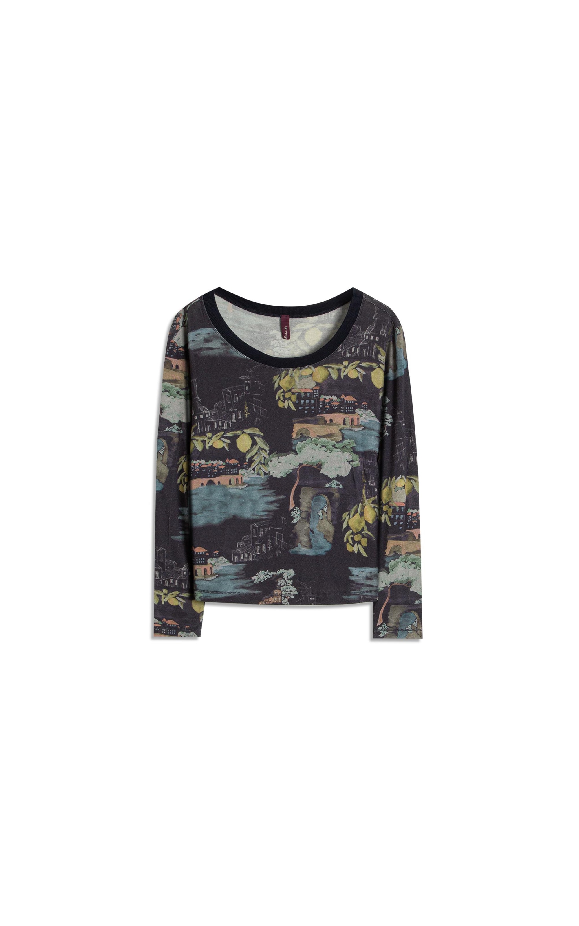 Blusa Misaki Estampa Paesaggio Lb Dark Navy