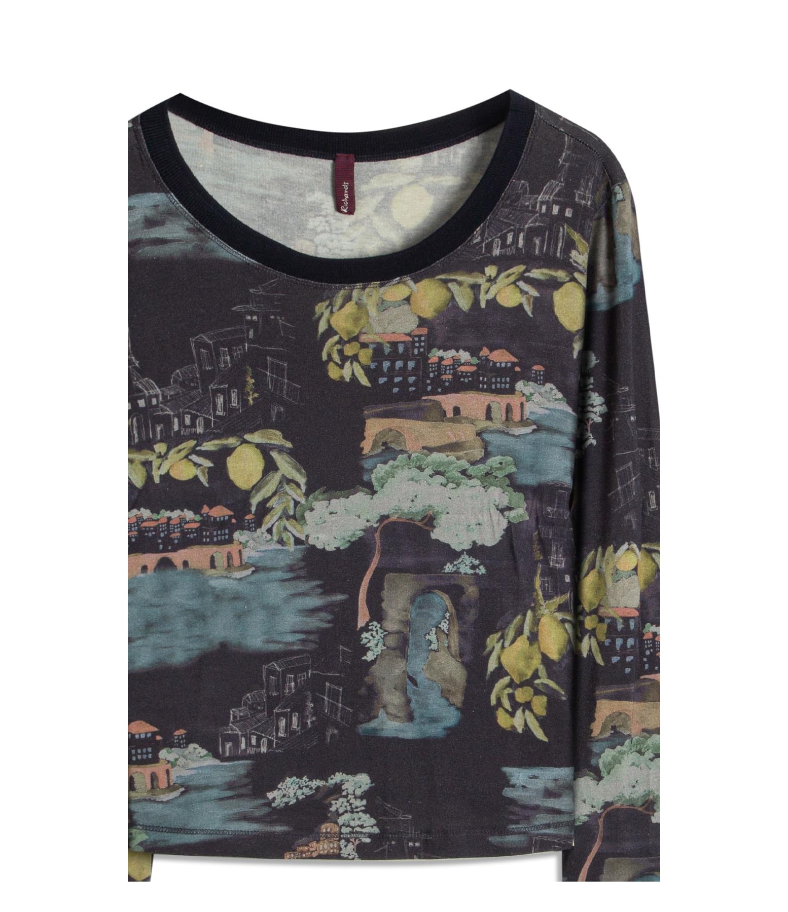 Blusa Misaki Estampa Paesaggio Lb Dark Navy