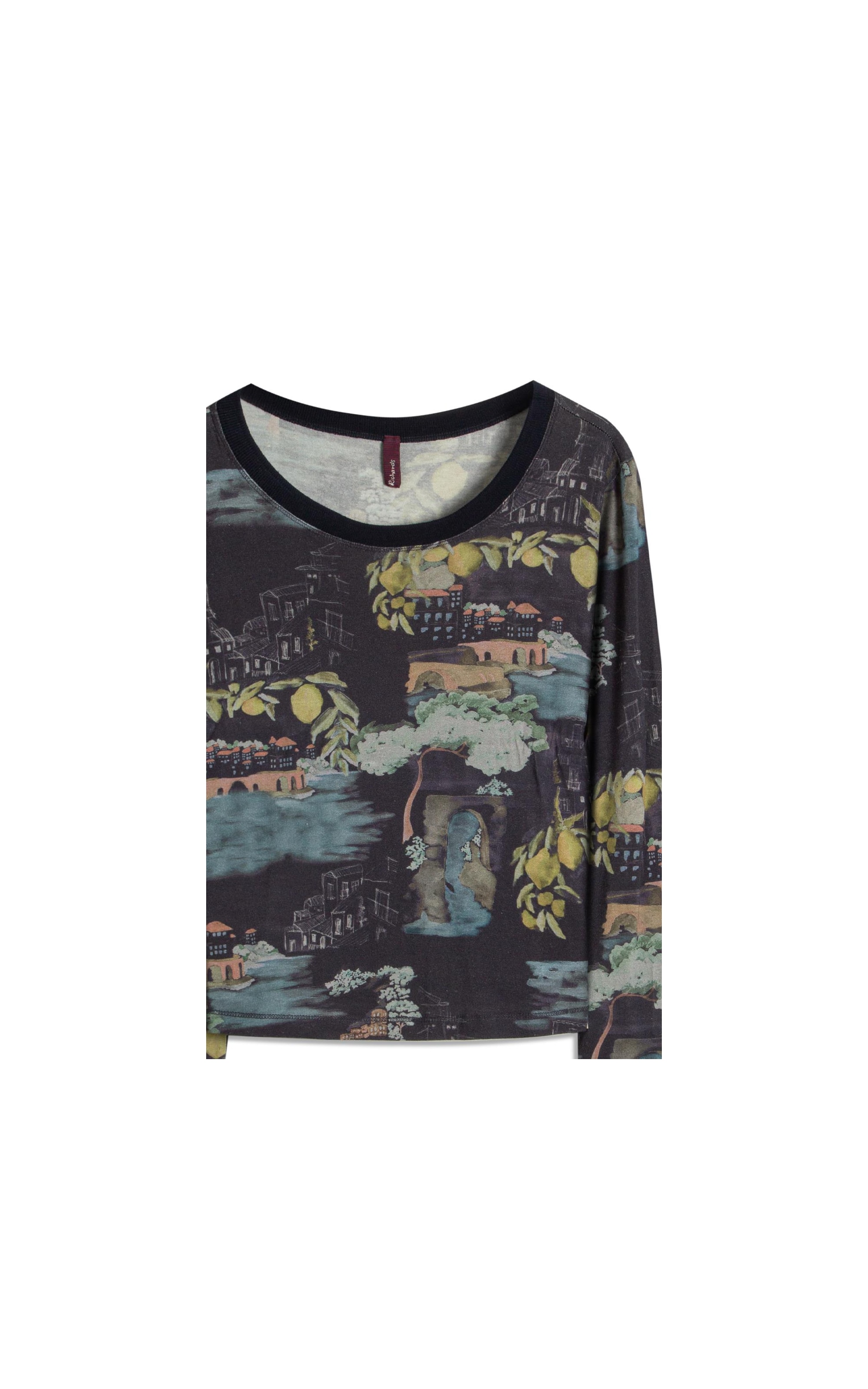Blusa Misaki Estampa Paesaggio Lb Dark Navy