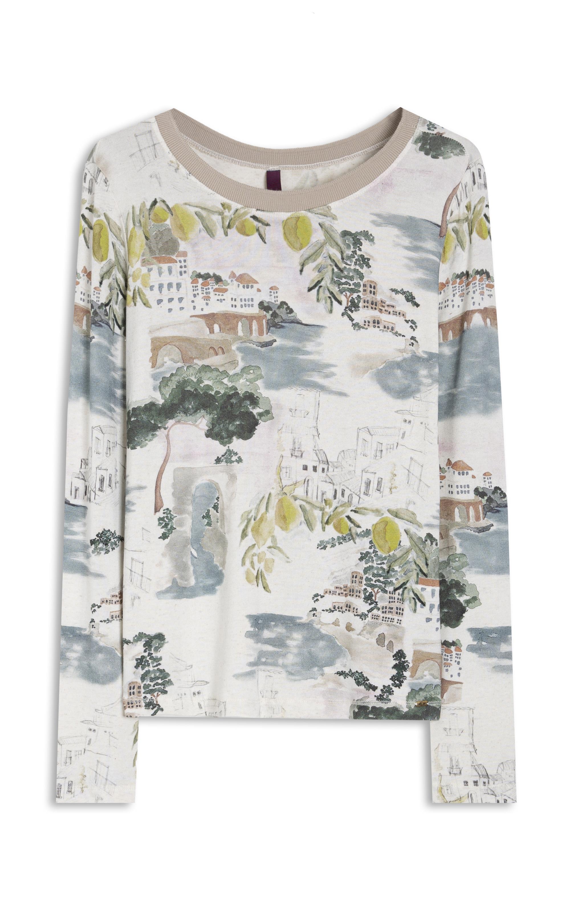 Blusa Misaki Estampa Paesaggio Lb Natural