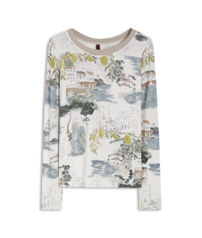 Blusa Misaki Estampa Paesaggio Lb Natural