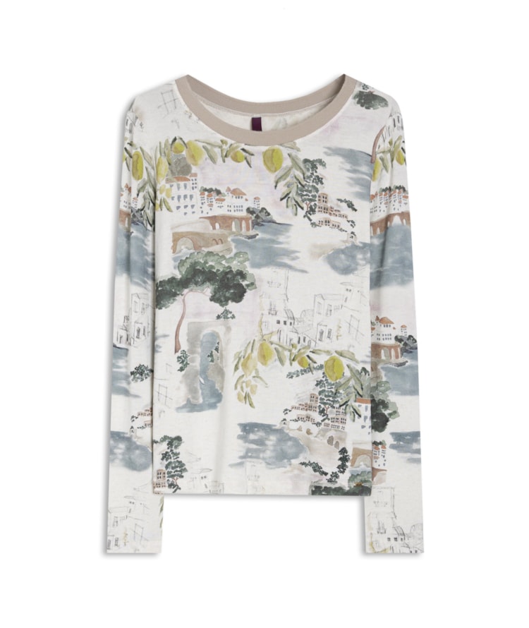 Blusa Misaki Estampa Paesaggio Lb Natural