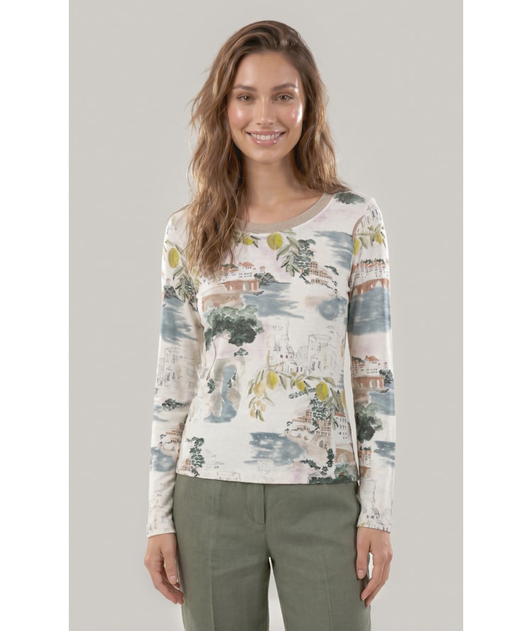 Blusa Misaki Estampa Paesaggio Lb Natural