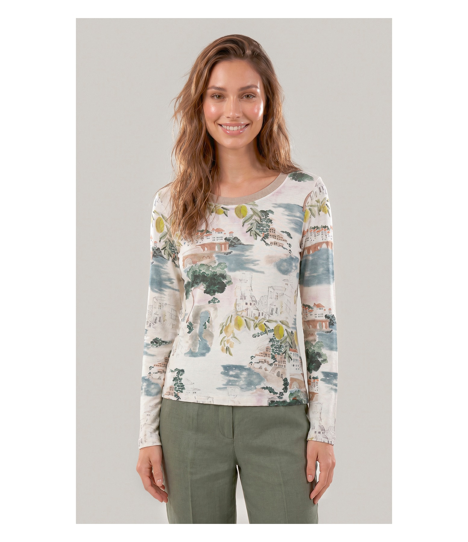 Blusa Misaki Estampa Paesaggio Lb Natural