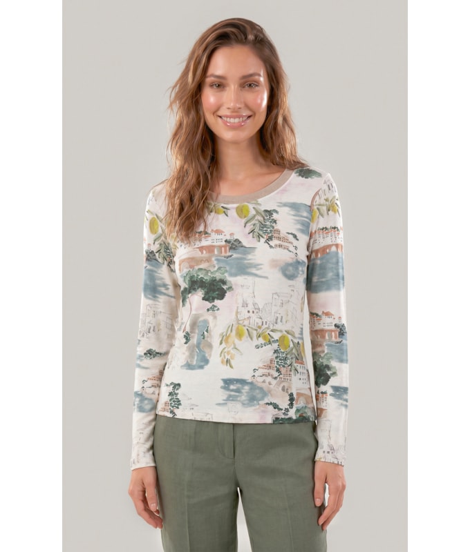 Blusa Misaki Estampa Paesaggio Lb Natural