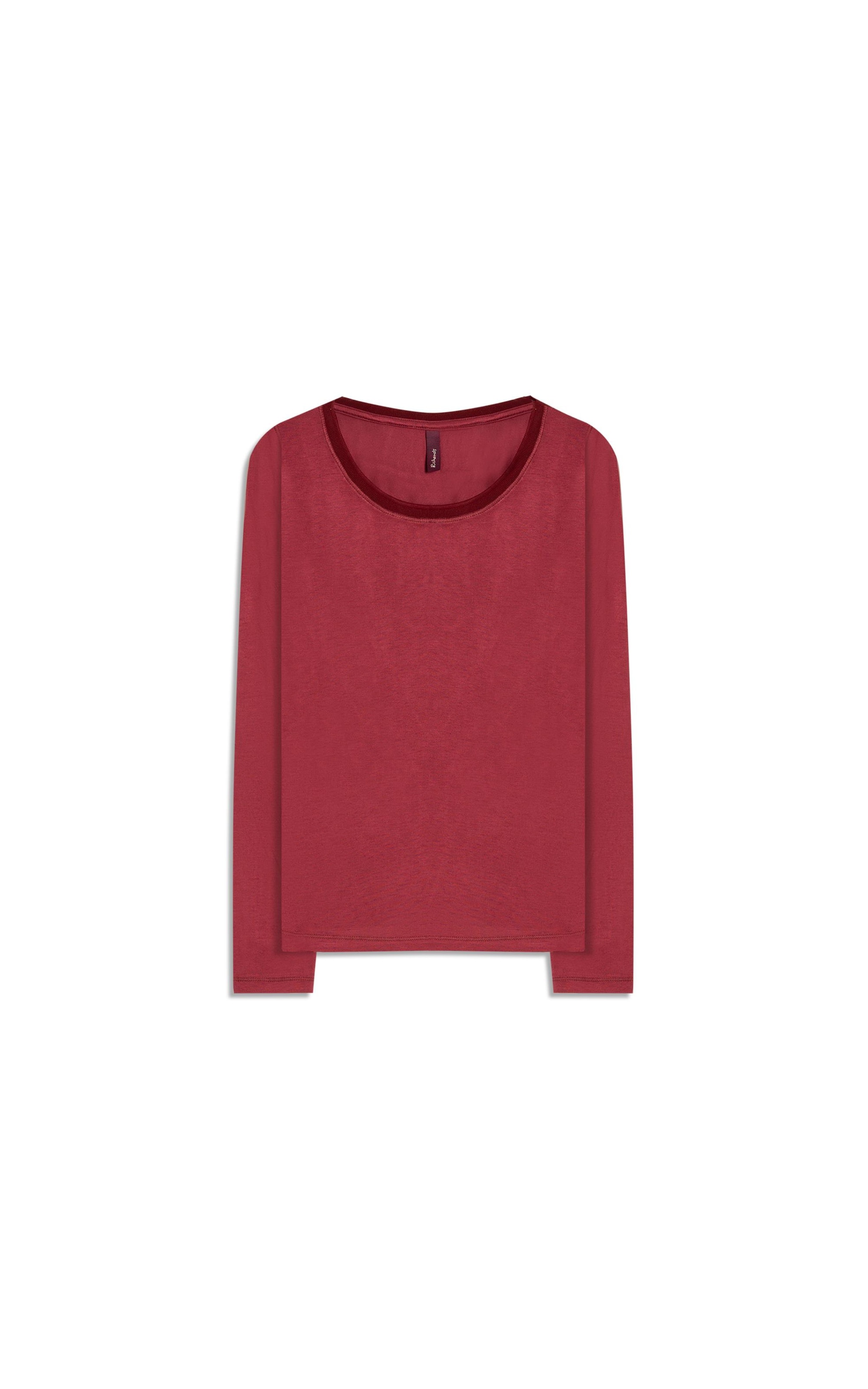Blusa Misaki Retilínea Lisa Ml Bordeaux